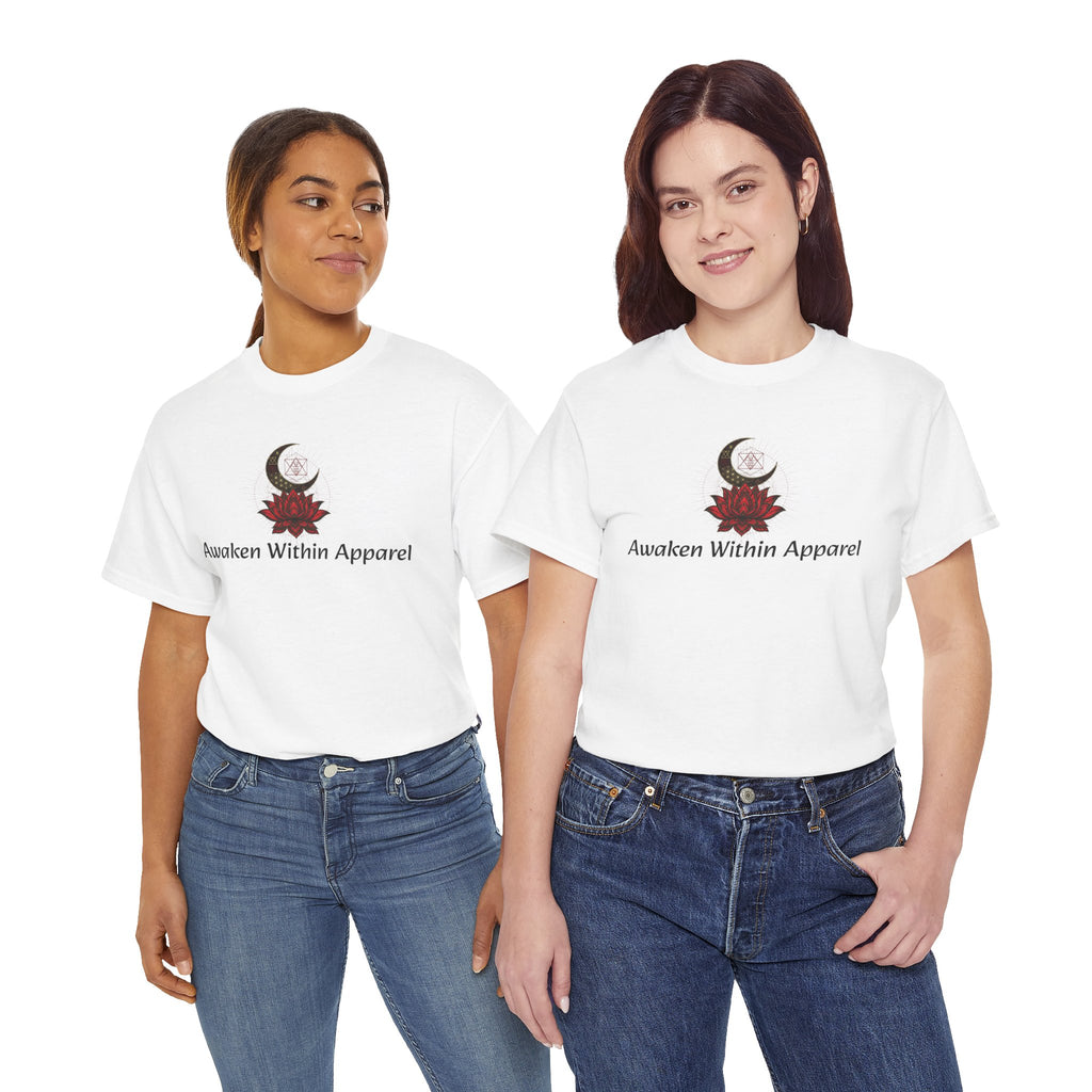 Awaken Within Apparel Tee — Crescent Moon & Sun Spiritual Graphic T-Shirt