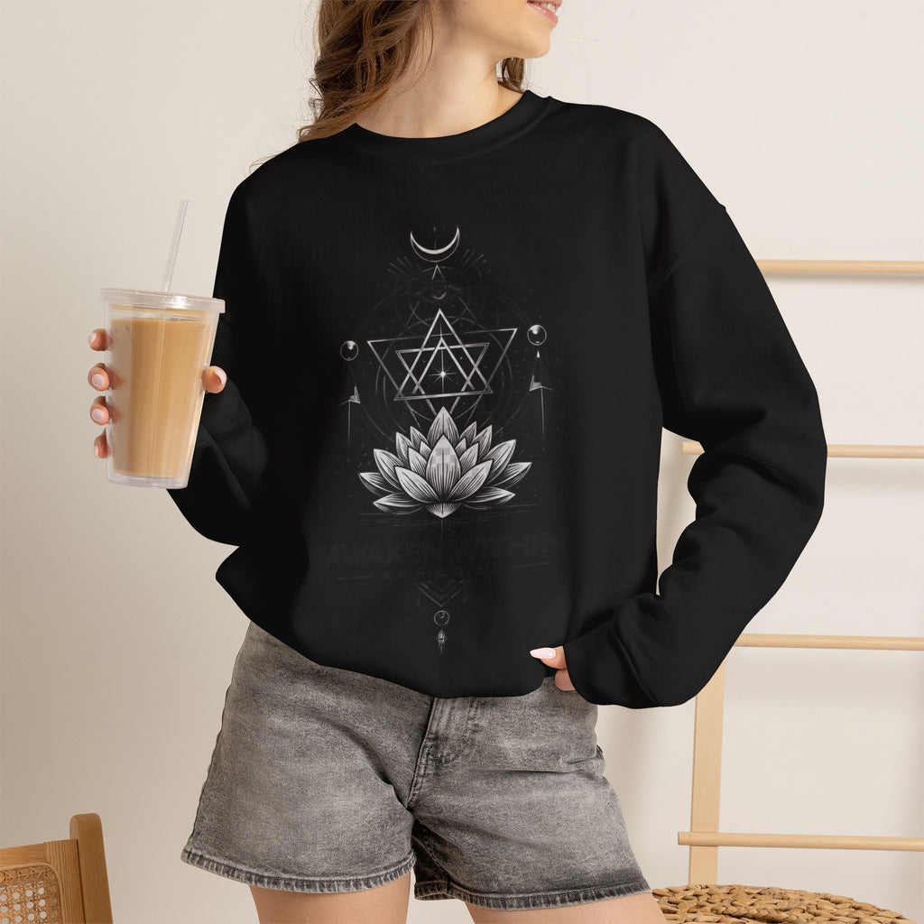 Lotus & Geometric Spiritual Crewneck Sweatshirt