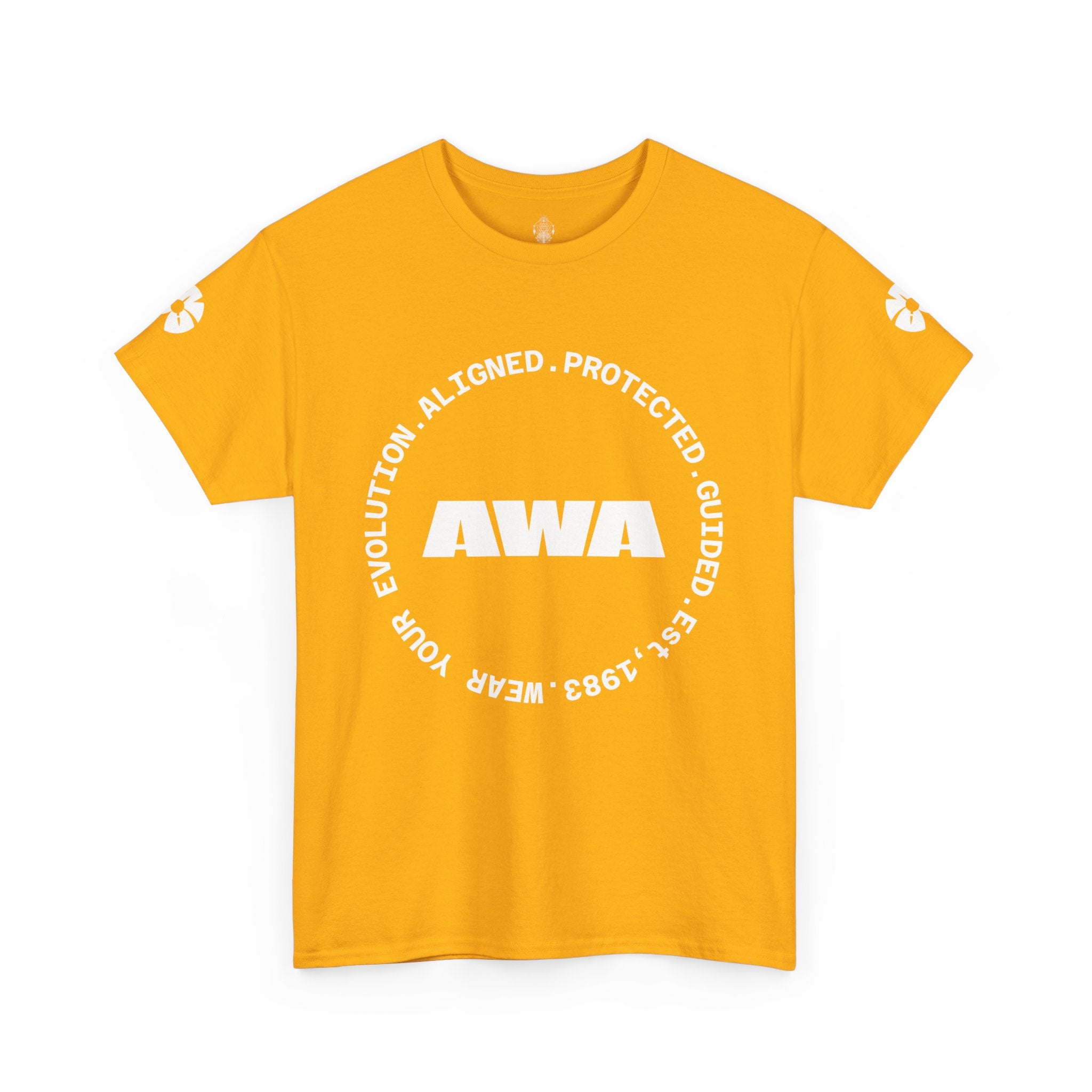 AWA Circle Logo Tee — Bold Black Graphic T‑Shirt with 'AWA' Emblem