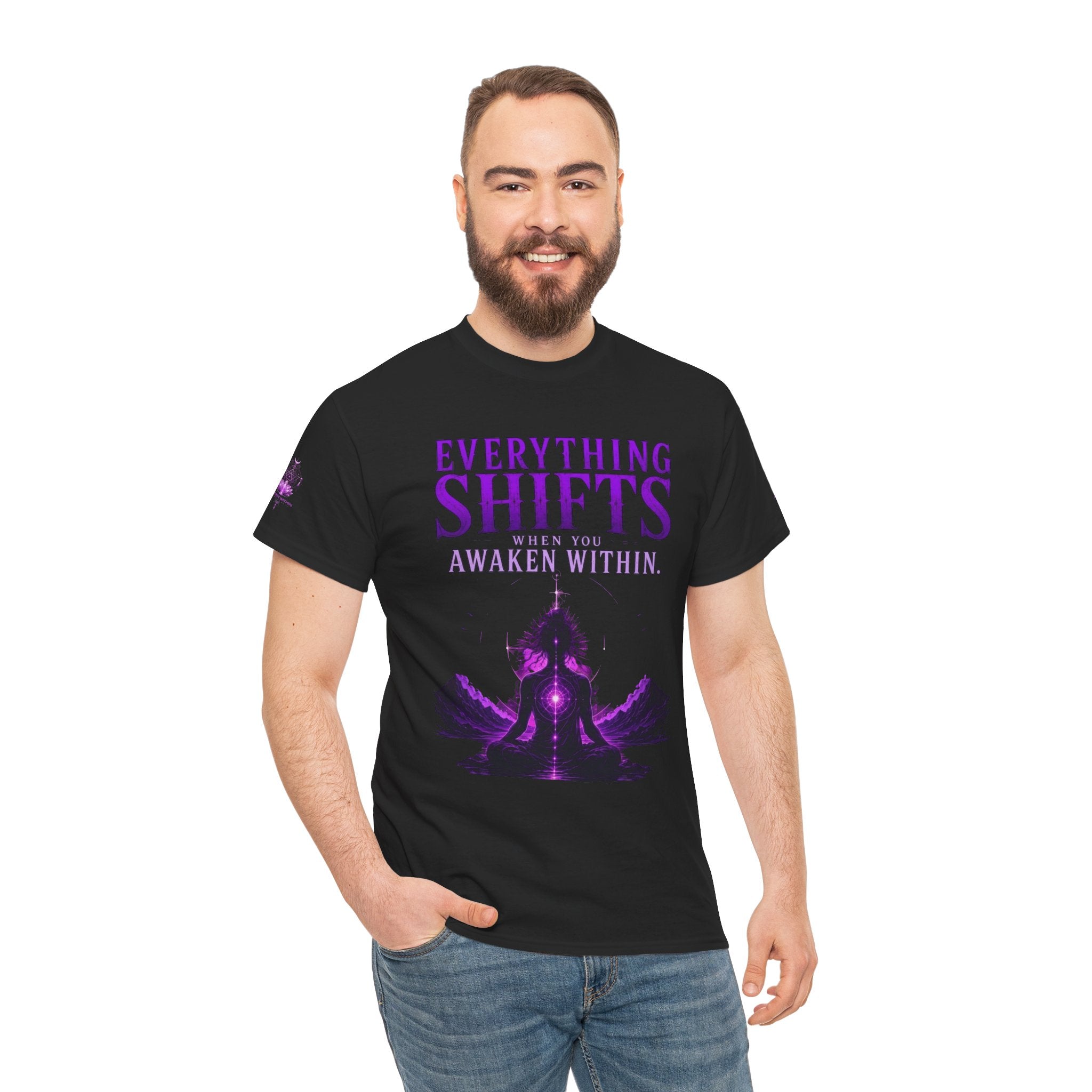 Spiritual Meditation T-Shirt — "Everything Shifts When You Awaken Within" Yoga Tee - Awaken Within Apparel
