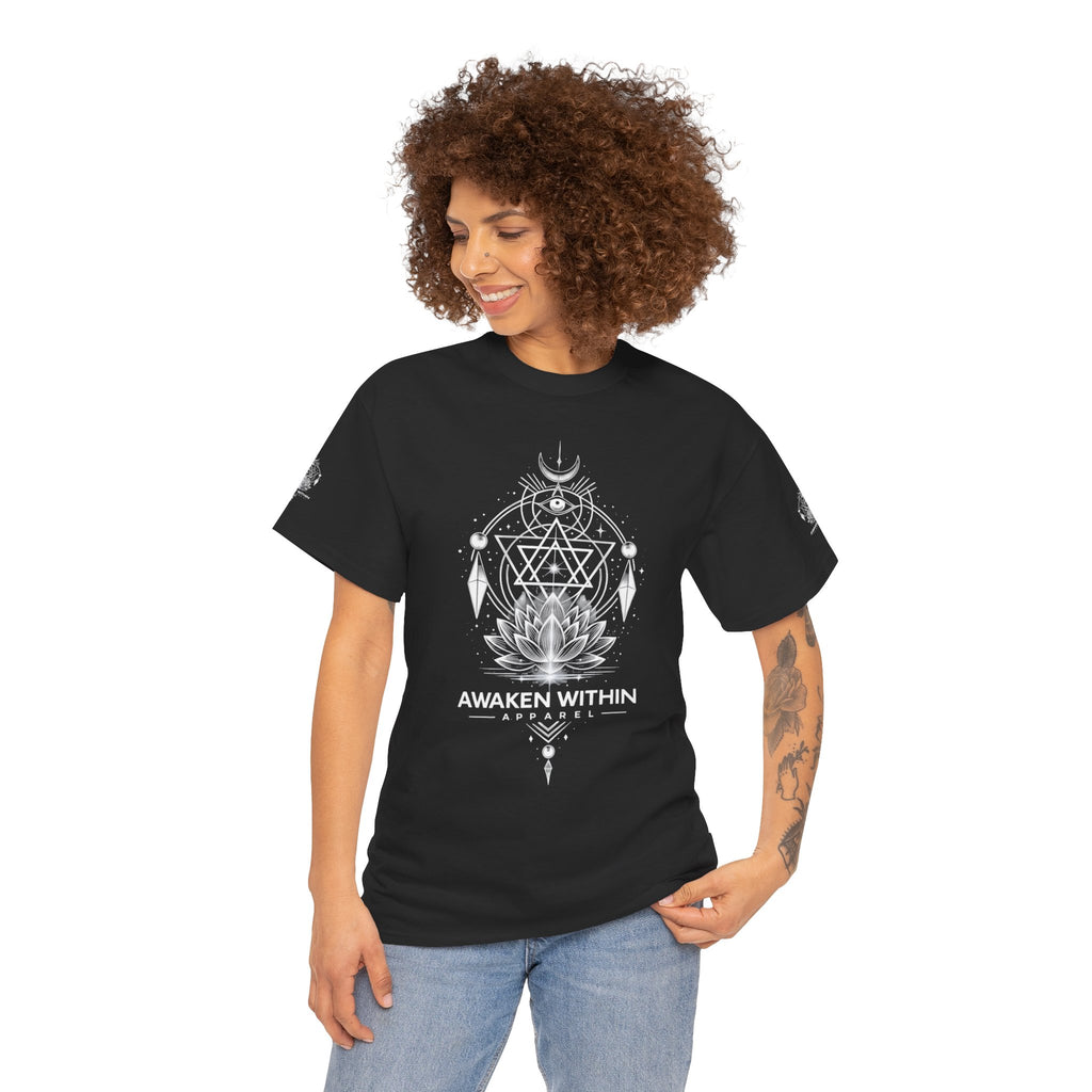 'Awaken Within' Spiritual Lotus Sacred Geometry T-Shirt