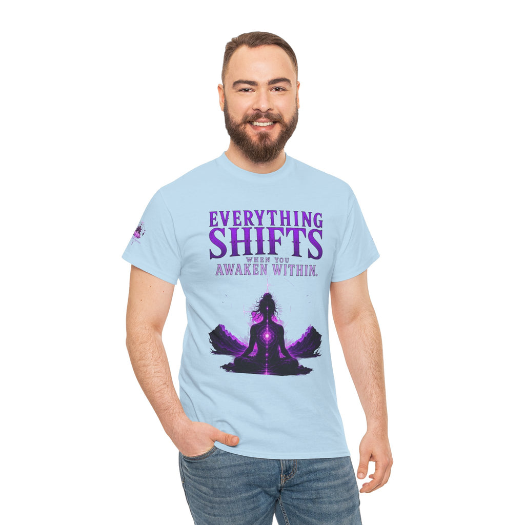 Spiritual Meditation T-Shirt — "Everything Shifts When You Awaken Within" Yoga Tee - Awaken Within Apparel