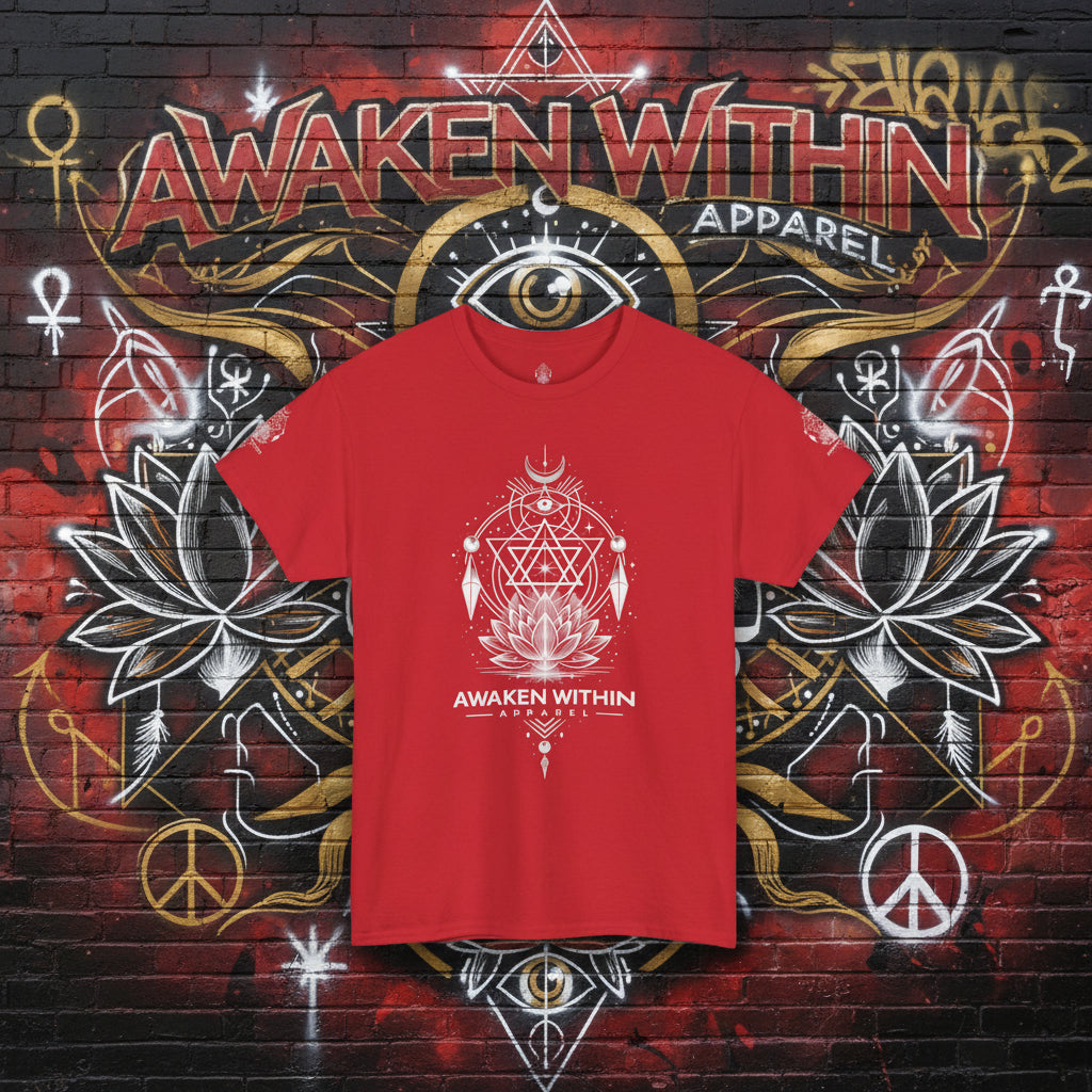 'Awaken Within' Spiritual Lotus Sacred Geometry T-Shirt