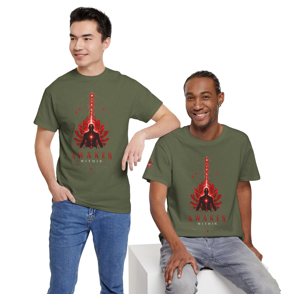 Awaken Meditation T-Shirt — Red Lotus Spiritual Tee - Awaken Within Apparel