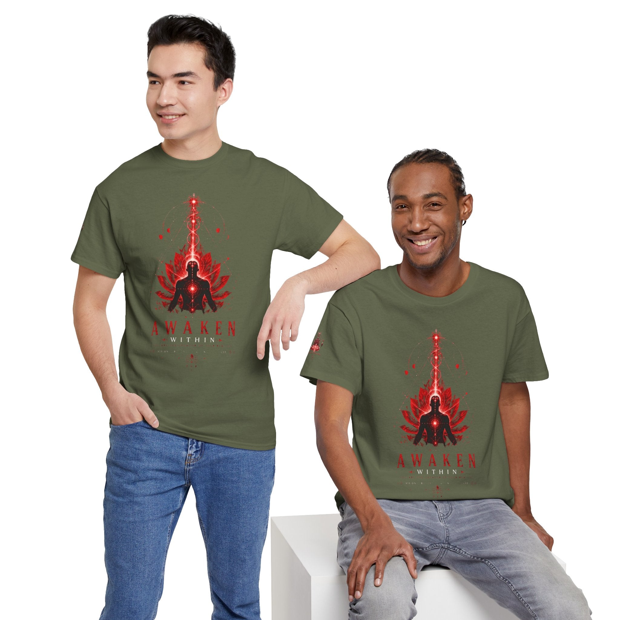 Awaken Meditation T-Shirt — Red Lotus Spiritual Tee - Awaken Within Apparel