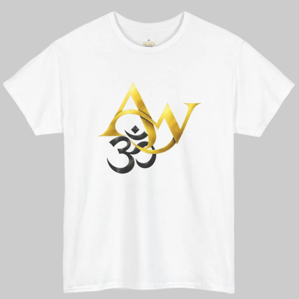AW x Om Interlocked Tee — Gold & Black Sacred Symbol Graphic T-Shirt