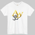 AW x Om Interlocked Tee — Gold & Black Sacred Symbol Graphic T-Shirt