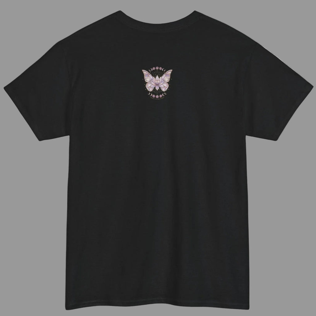 Mystic Moon Butterfly Tee — Floral Lotus Moth Tee for Spiritual & Boho Style