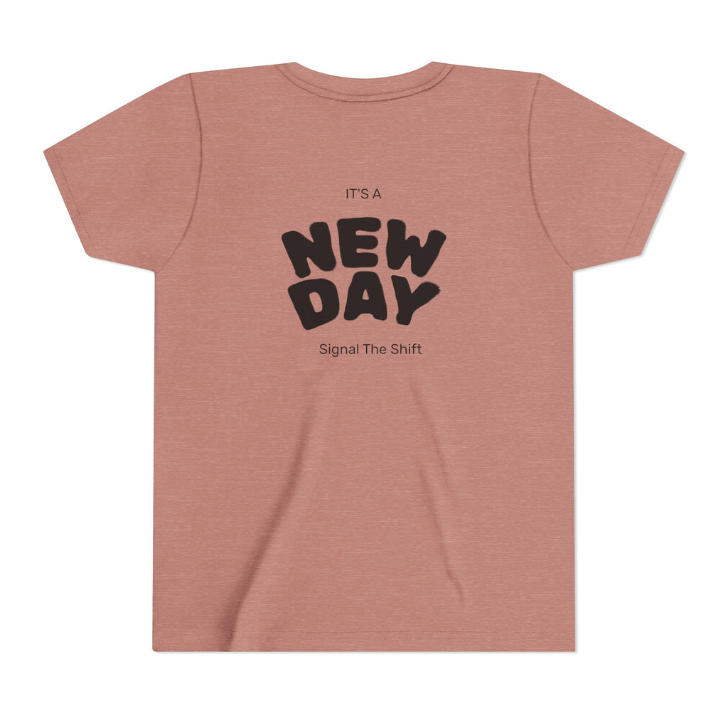 Youth Tee — "Awaken Within" Lotus Front & "It's a New Day" Back Inspirational Shirt