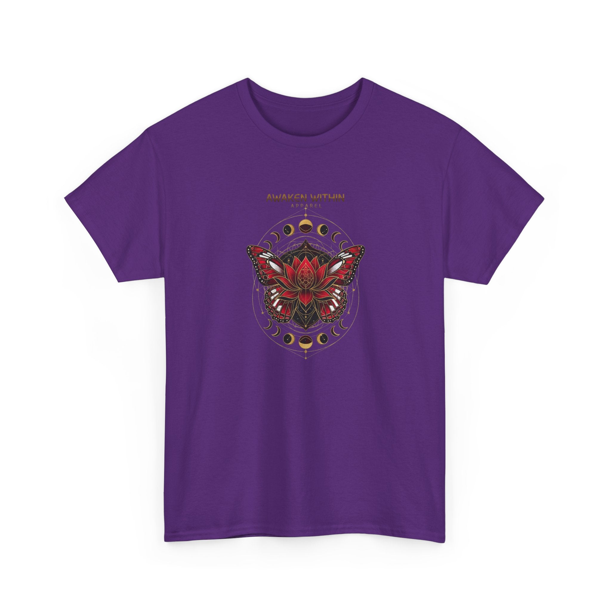 Awaken Within Tee — Red Lotus & Moth Spiritual Graphic T-Shirt