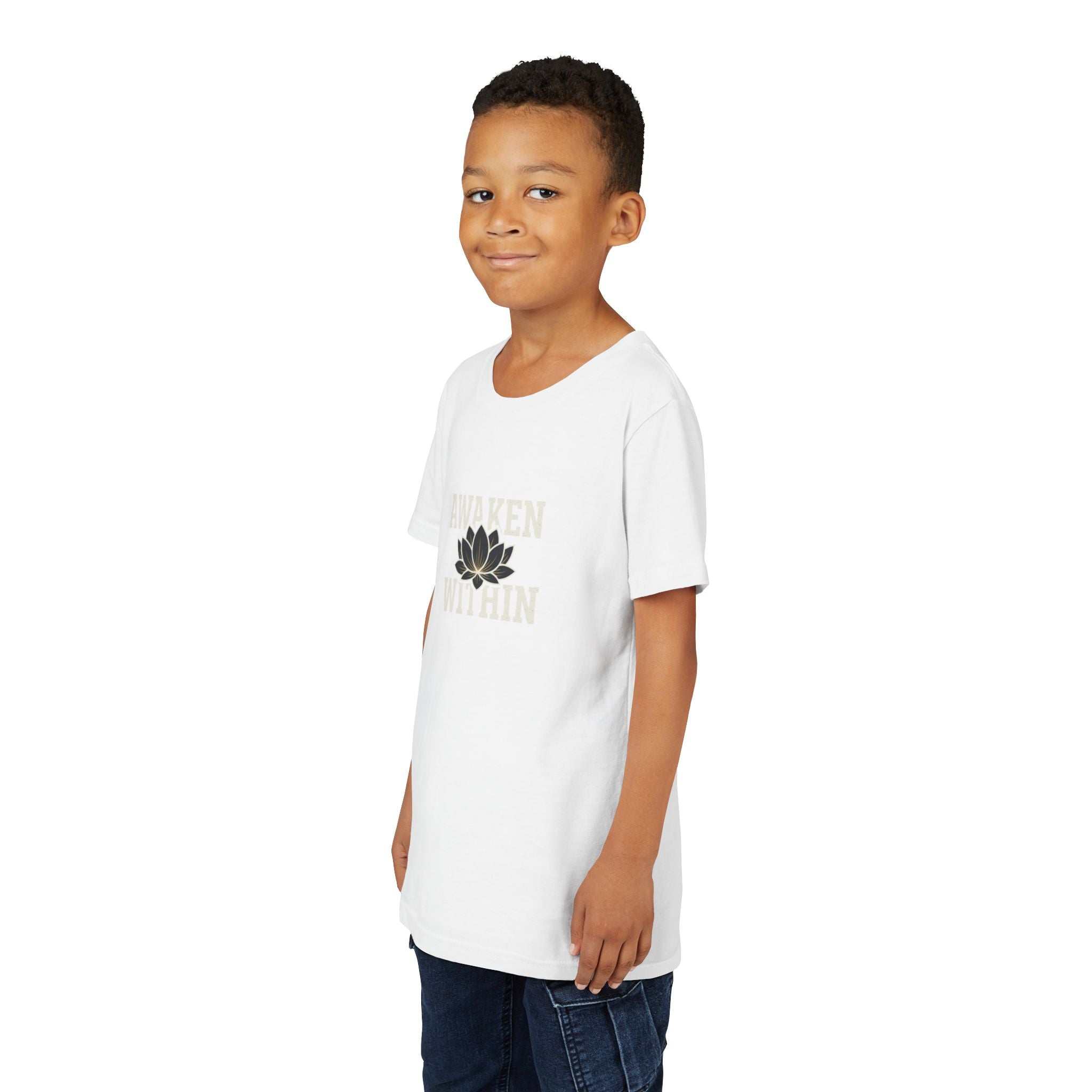 Youth Tee — "Awaken Within" Lotus Front & "It's a New Day" Back Inspirational Shirt