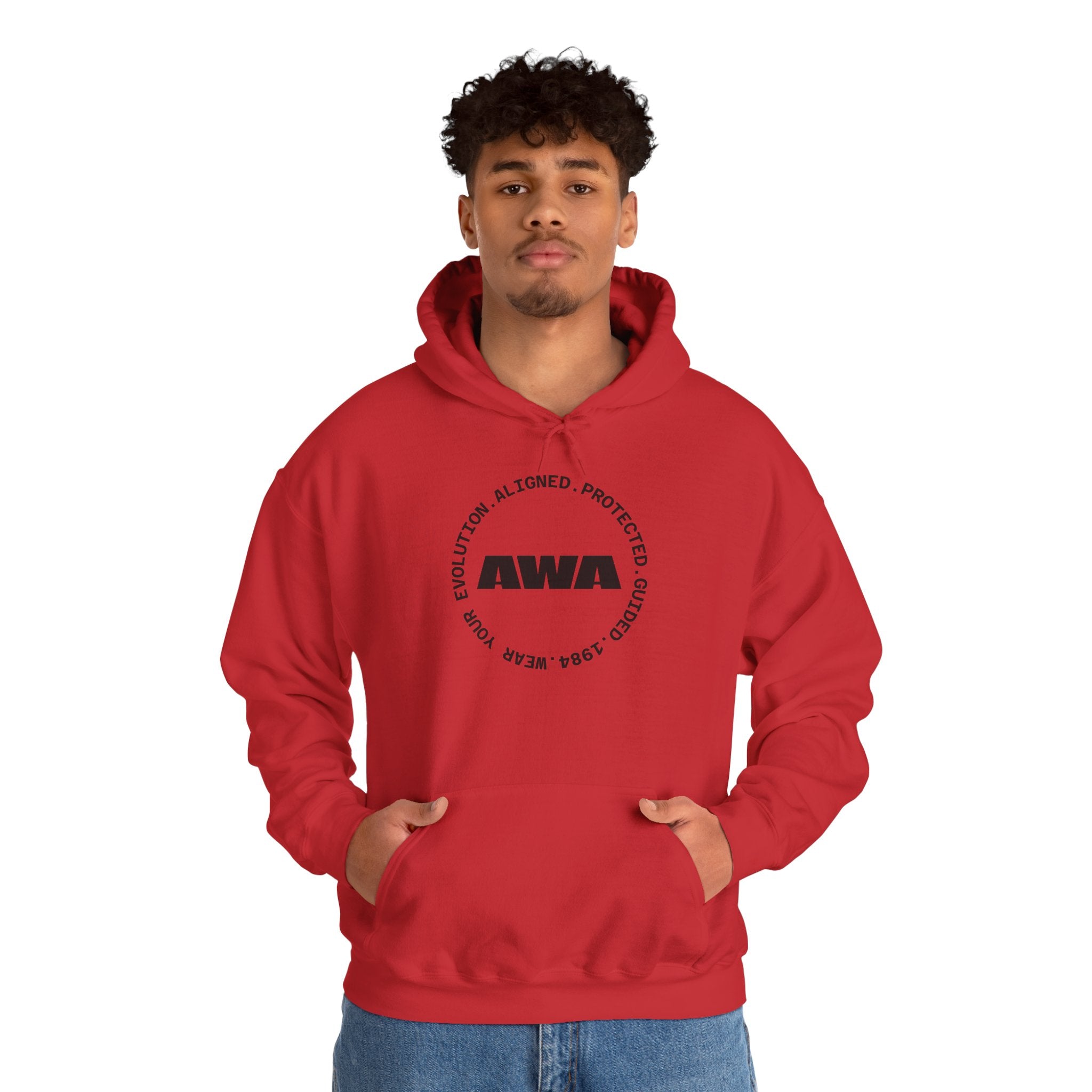 AWA Circle Logo Hoodie — Minimalist Monochrome Pullover
