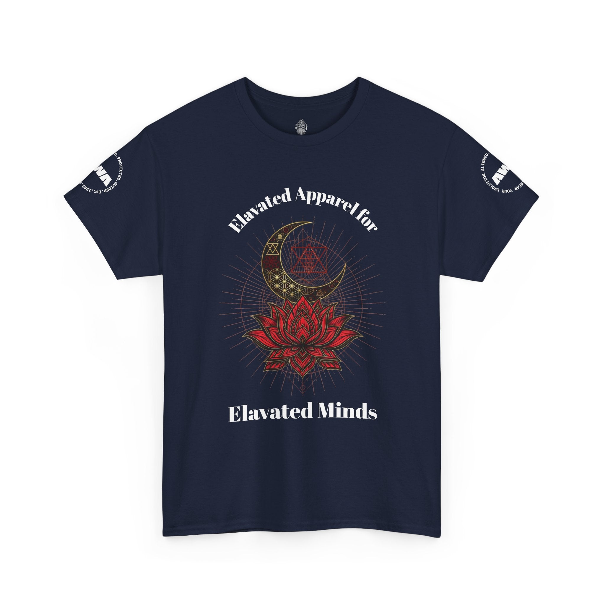 Elevated Minds Lotus Tee — Spiritual Graphic T-Shirt with Moon & Lotus - Awaken Within Apparel
