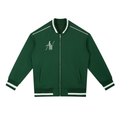 AW Script Contrast Piping Zip Bomber Jacket — Unisex Streetwear Outerwear