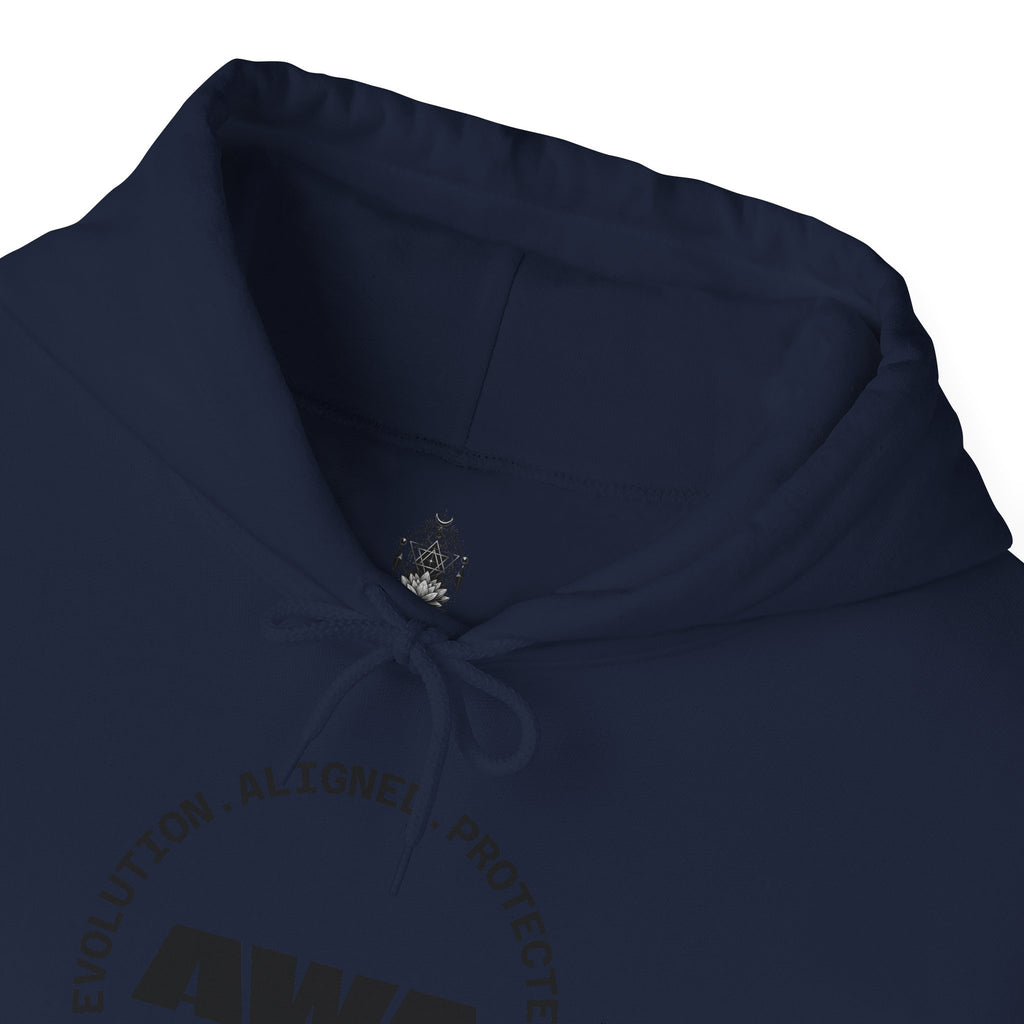 AWA Circle Logo Hoodie — Minimalist Monochrome Pullover