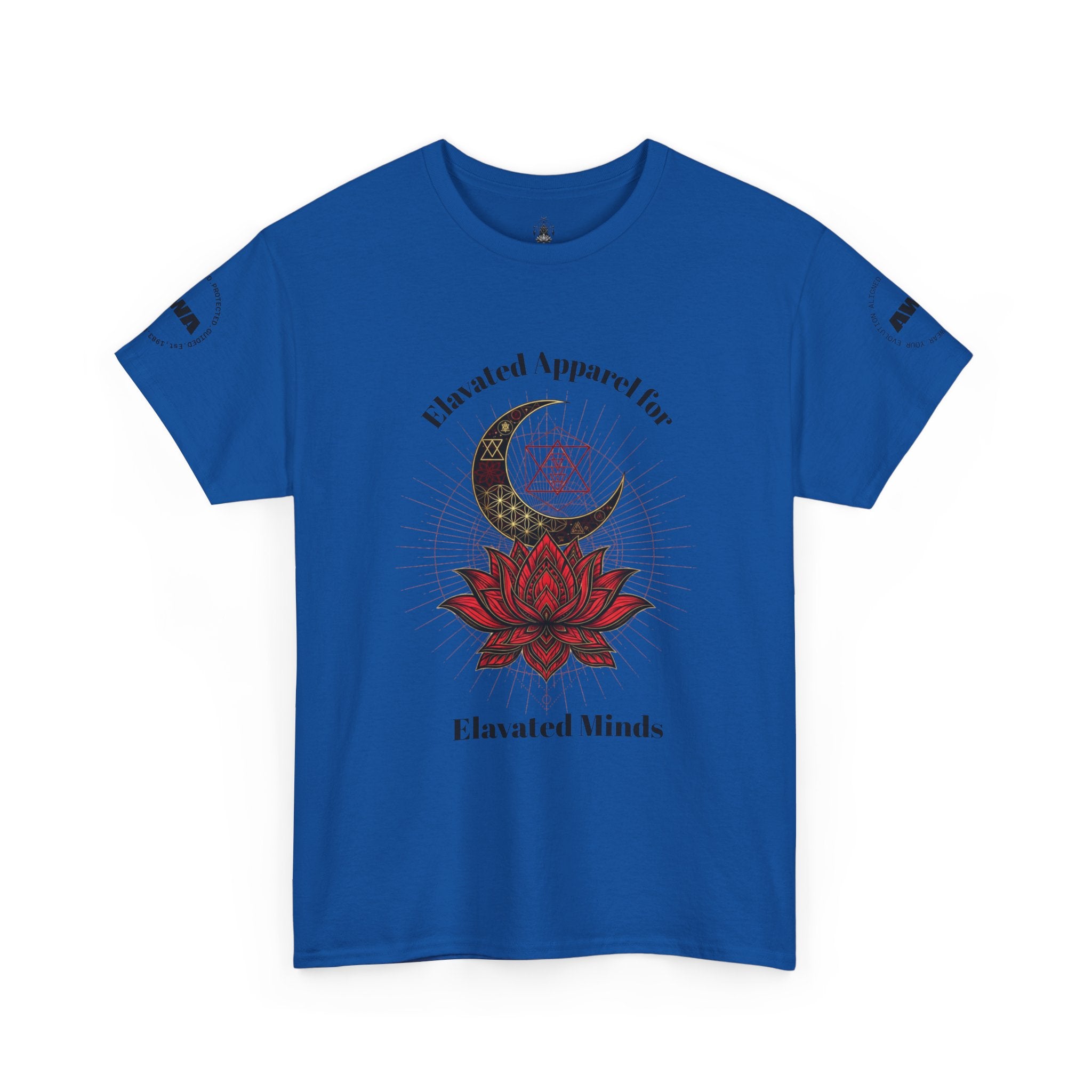 Lotus Moon Tee — "Elevated Minds" Spiritual Graphic T-Shirt - Awaken Within Apparel