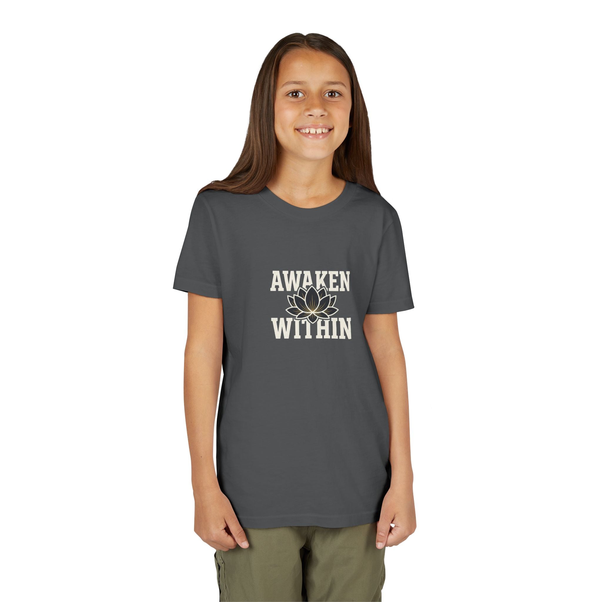 Youth Tee — "Awaken Within" Lotus Front & "It's a New Day" Back Inspirational Shirt
