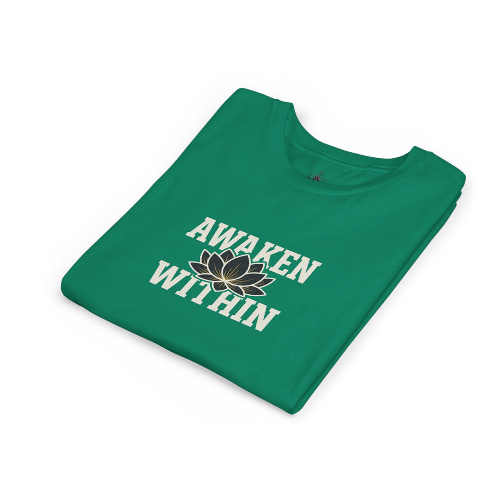 Youth Tee — "Awaken Within" Lotus Front & "It's a New Day" Back Inspirational Shirt
