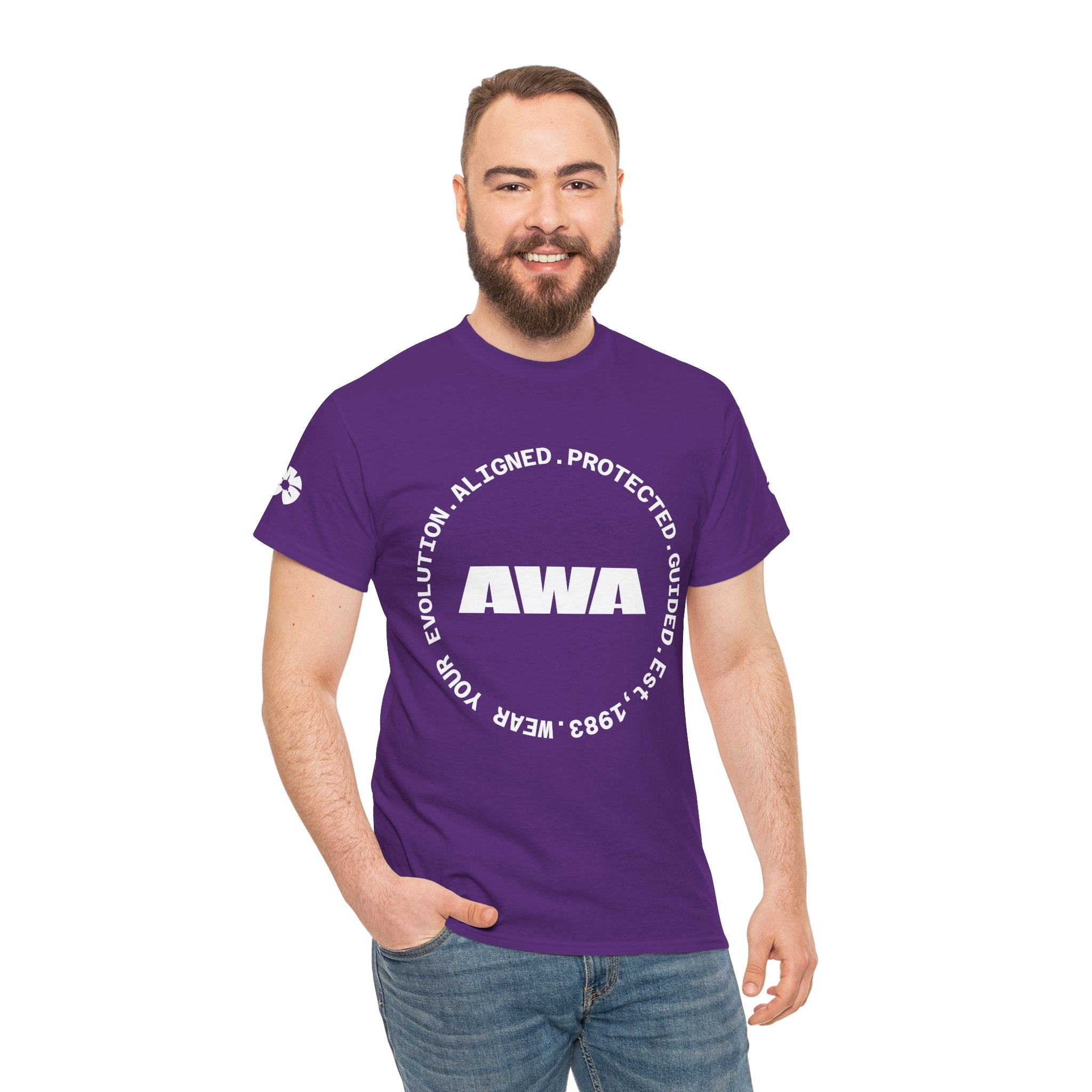AWA Circle Logo Tee — Bold Black Graphic T‑Shirt with 'AWA' Emblem