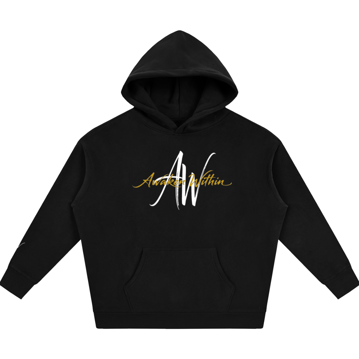 AW Script Logo Oversized Fleece Hoodie — Heavyweight Unisex Streetwear