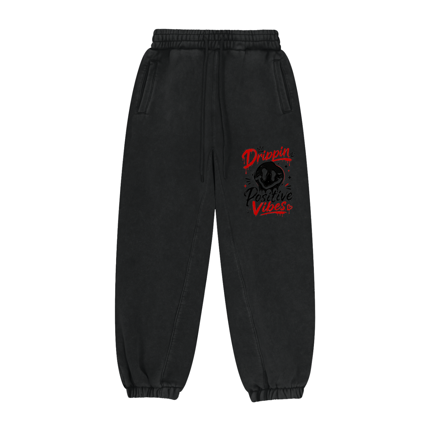 Fleeced Jogger Sweatpants-Drippin Positive Vibes Graphic