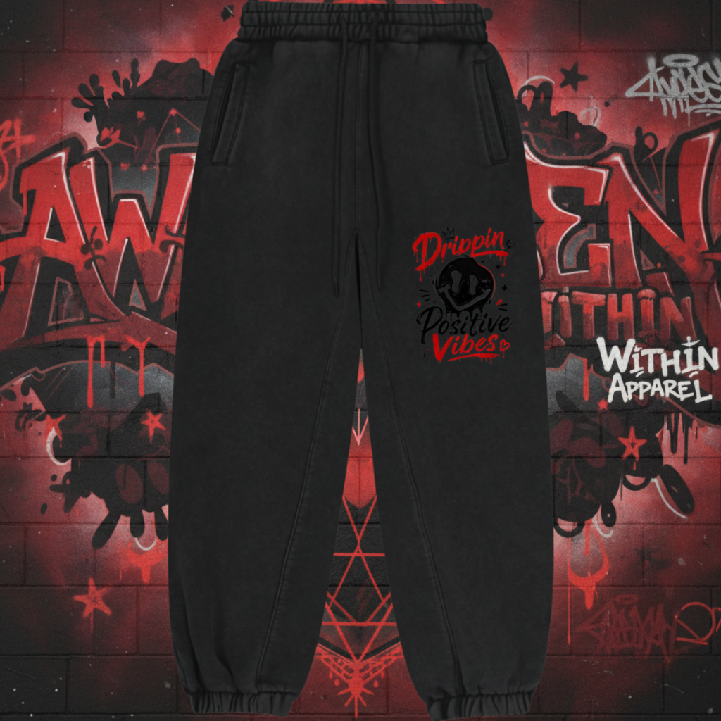 Drippin' Positive Vibes Fleece Jogger Sweatpants Black