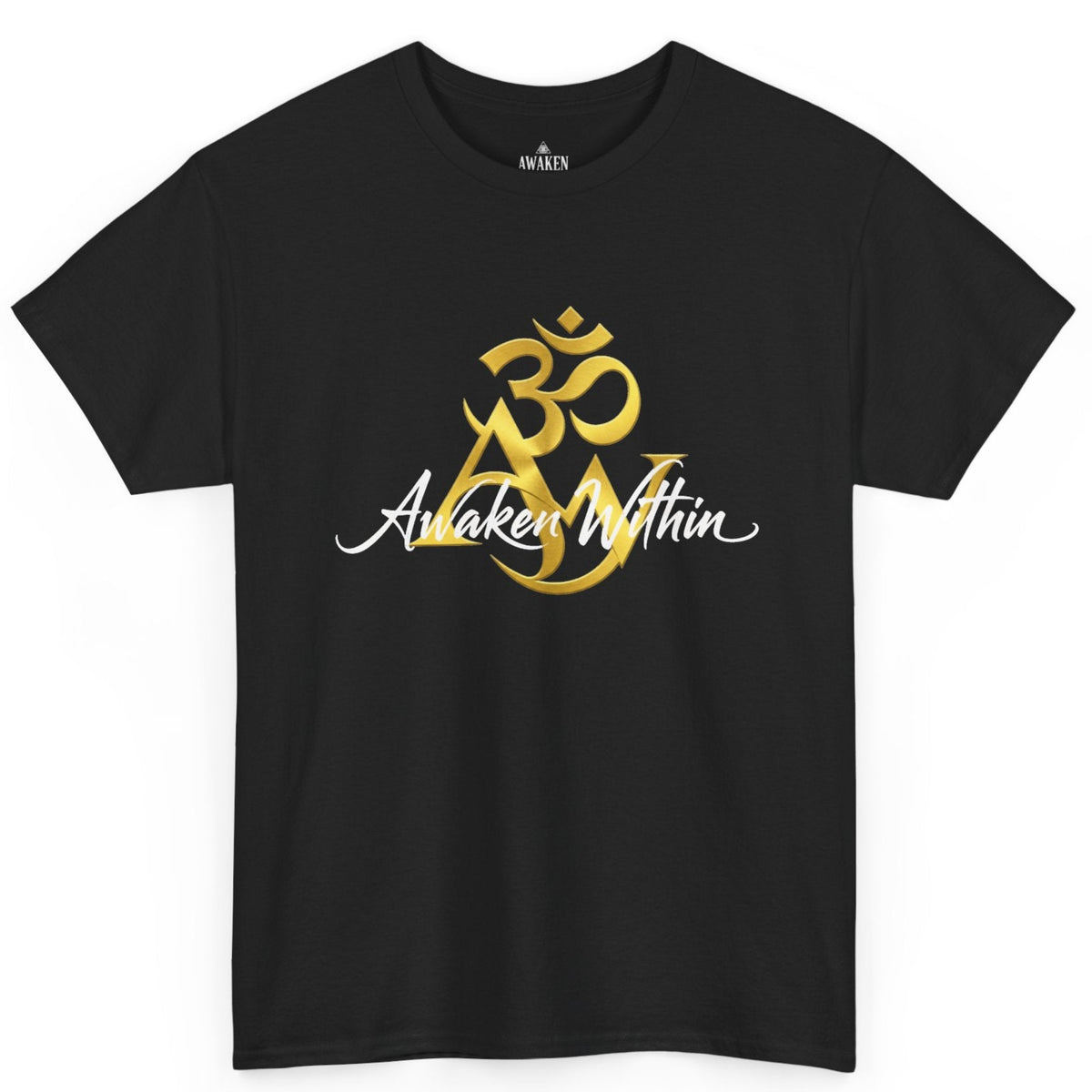 AW Om Composite Tee — Gold Sacred Symbol Graphic T-Shirt