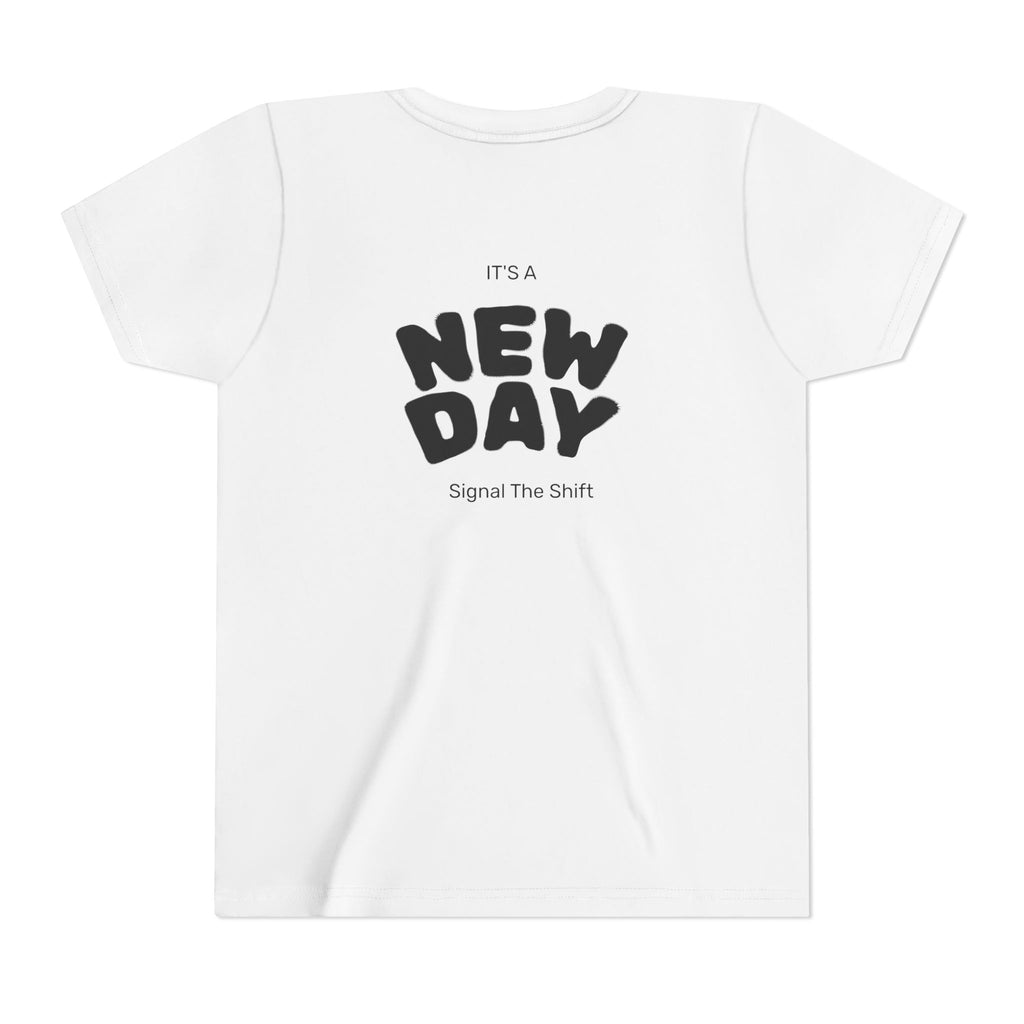Youth Tee — "Awaken Within" Lotus Front & "It's a New Day" Back Inspirational Shirt