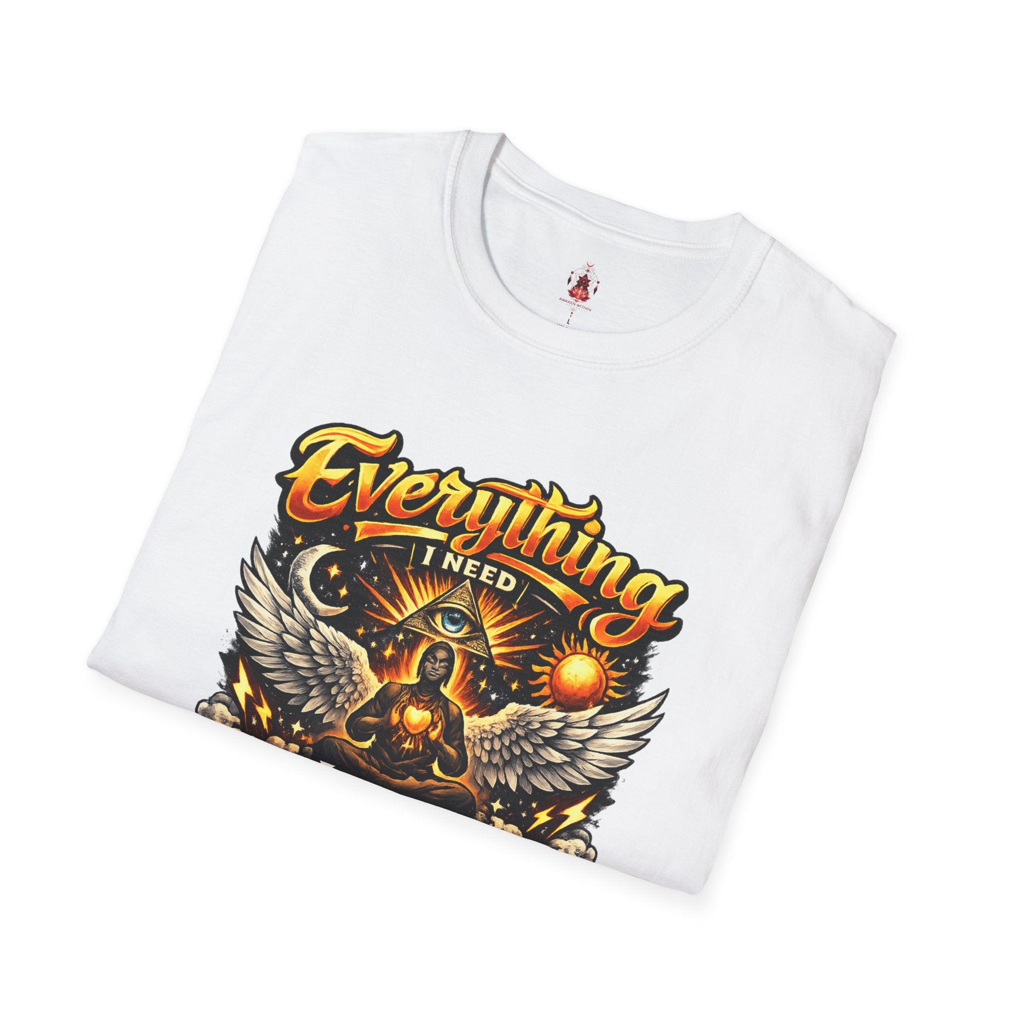 Spiritual Graphic T-Shirt — "Everything I Need Already Lives Within Me" - Awaken Within Apparel