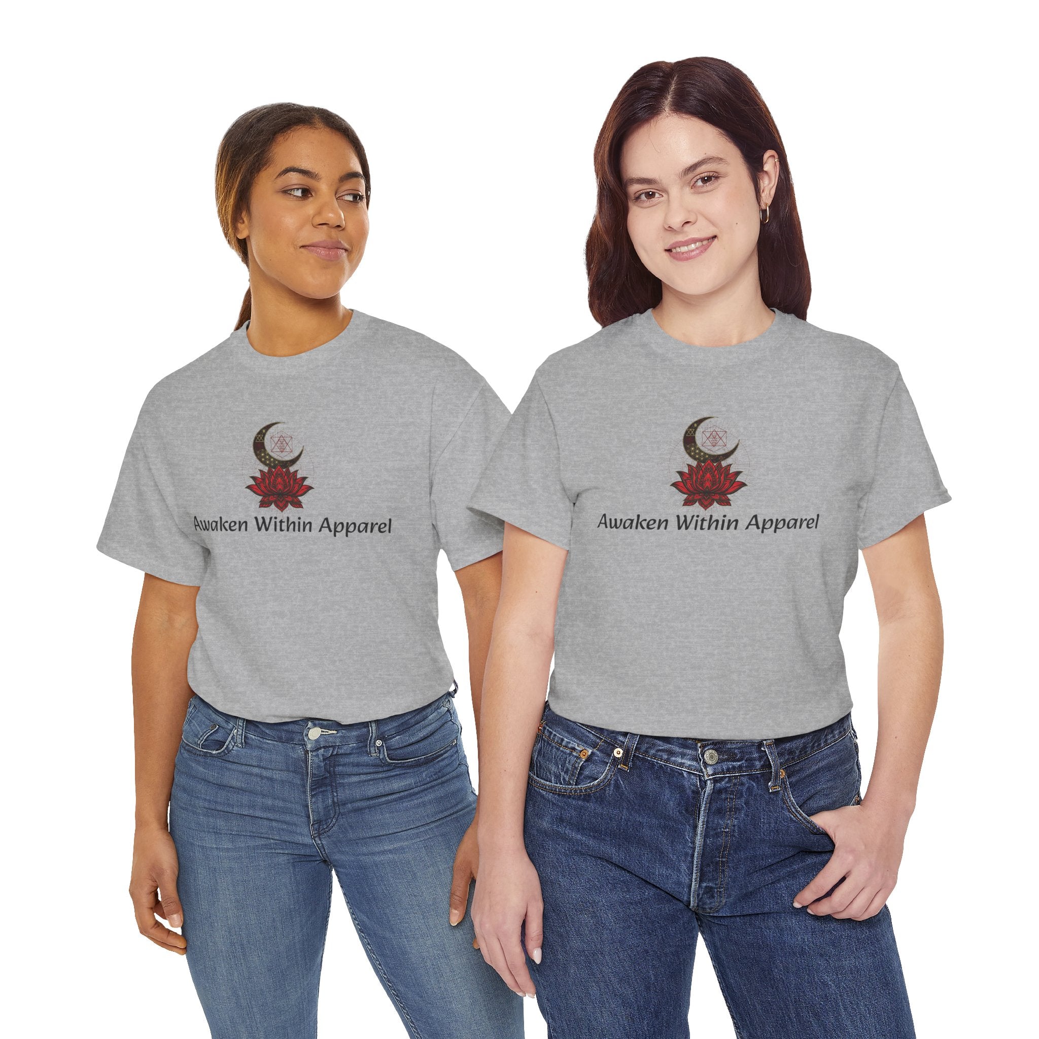Awaken Within Apparel Tee — Crescent Moon & Sun Spiritual Graphic T-Shirt