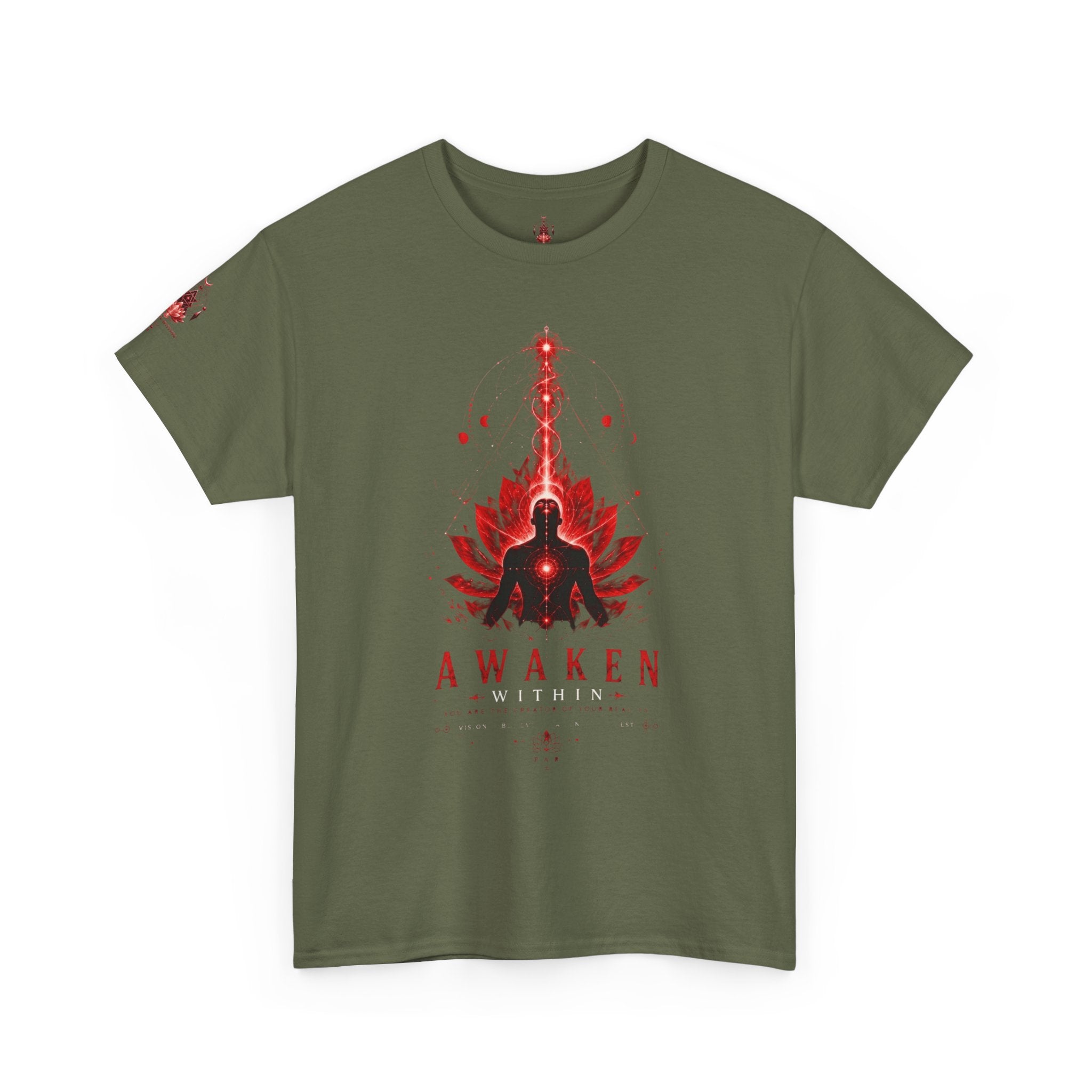Awaken Meditation T-Shirt — Red Lotus Spiritual Tee - Awaken Within Apparel