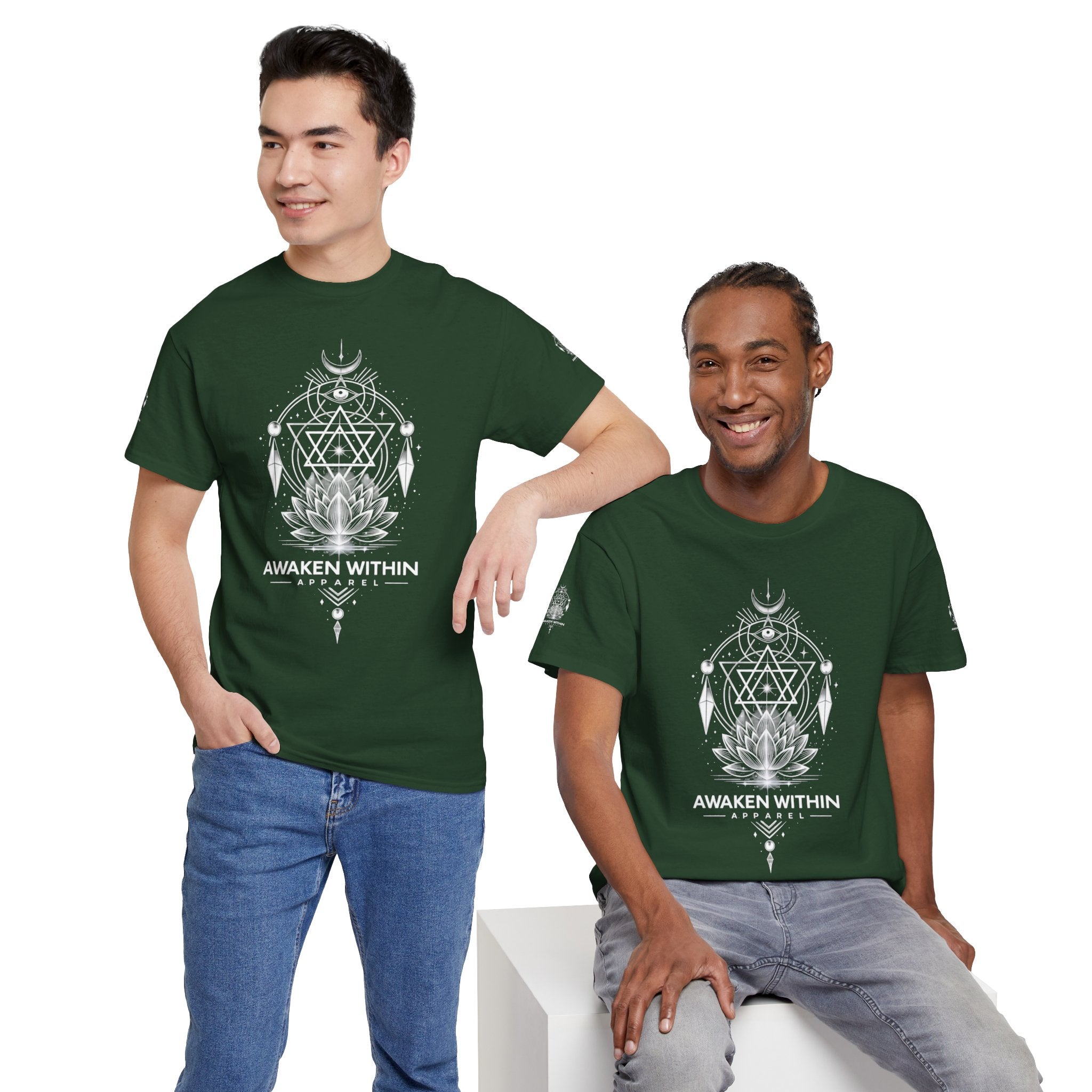 'Awaken Within' Spiritual Lotus Sacred Geometry T-Shirt