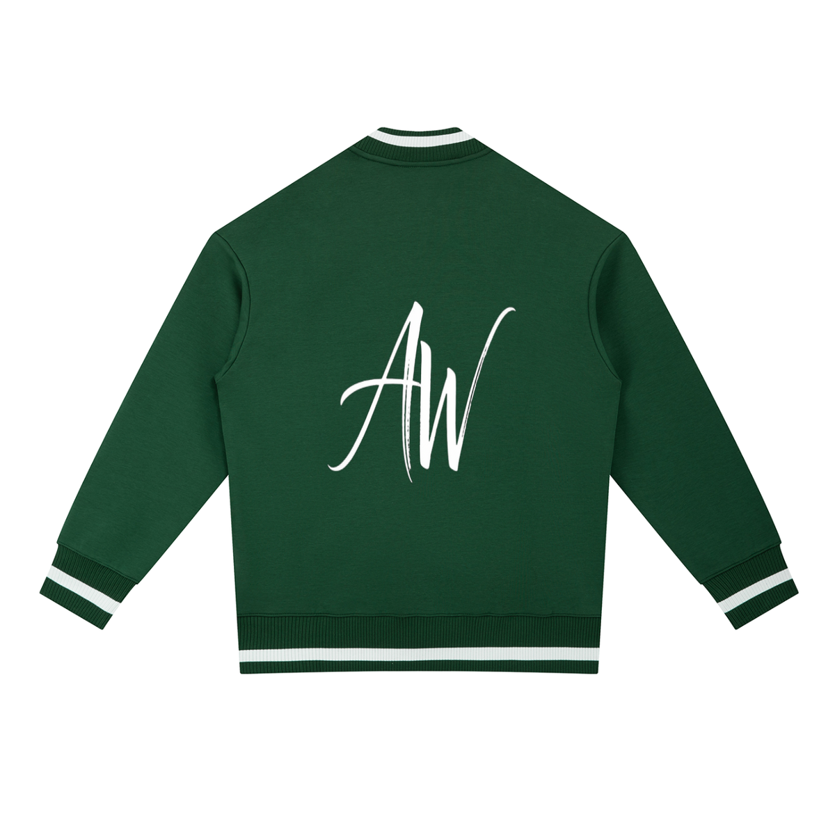 AW Script Contrast Piping Zip Bomber Jacket — Unisex Streetwear Outerwear