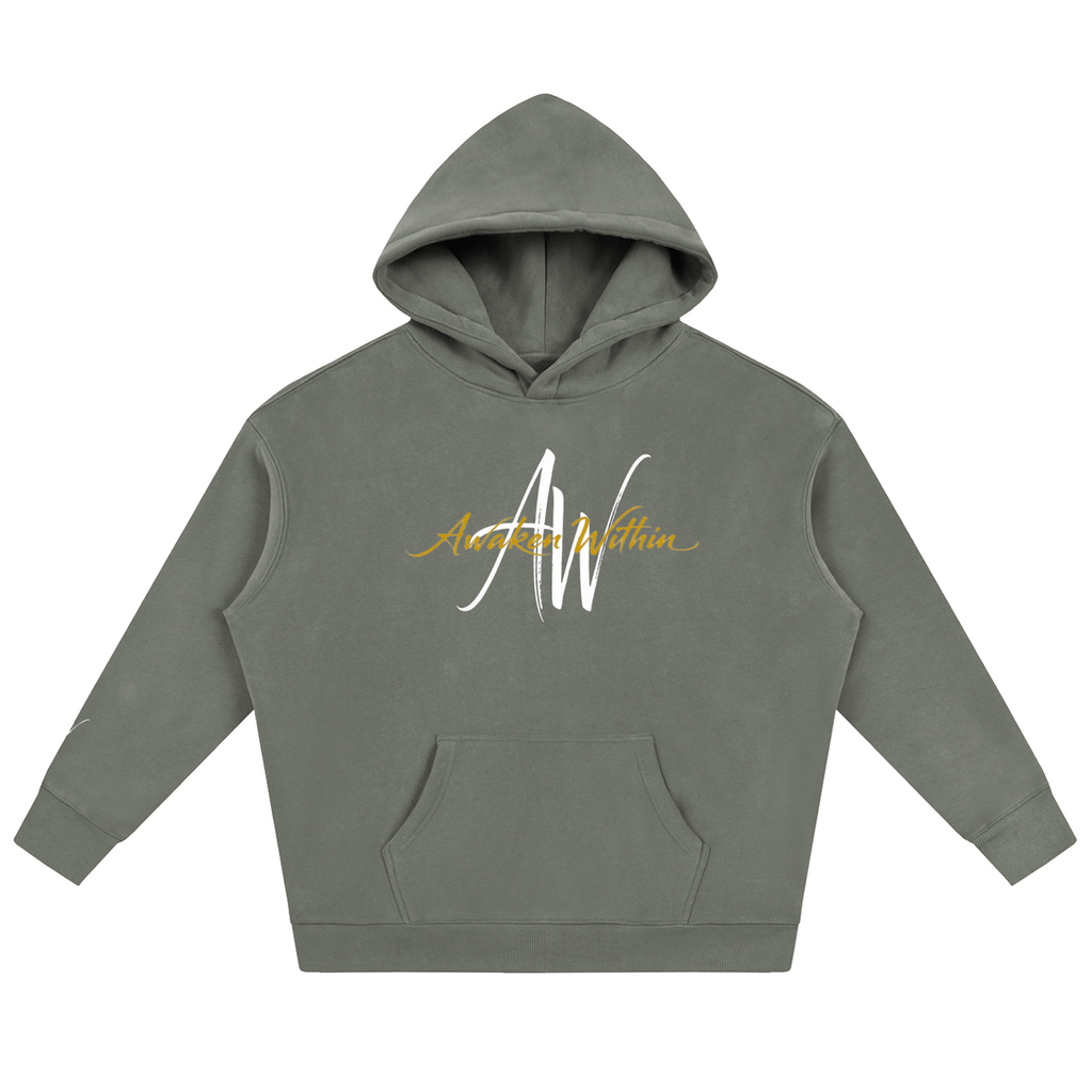 AW Script Logo Oversized Fleece Hoodie — Heavyweight Unisex Streetwear