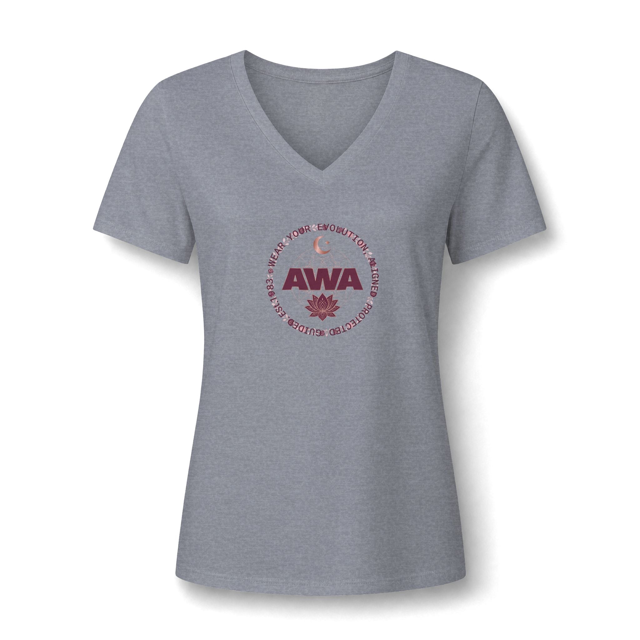 AWA Floral Crest V-Neck Tee