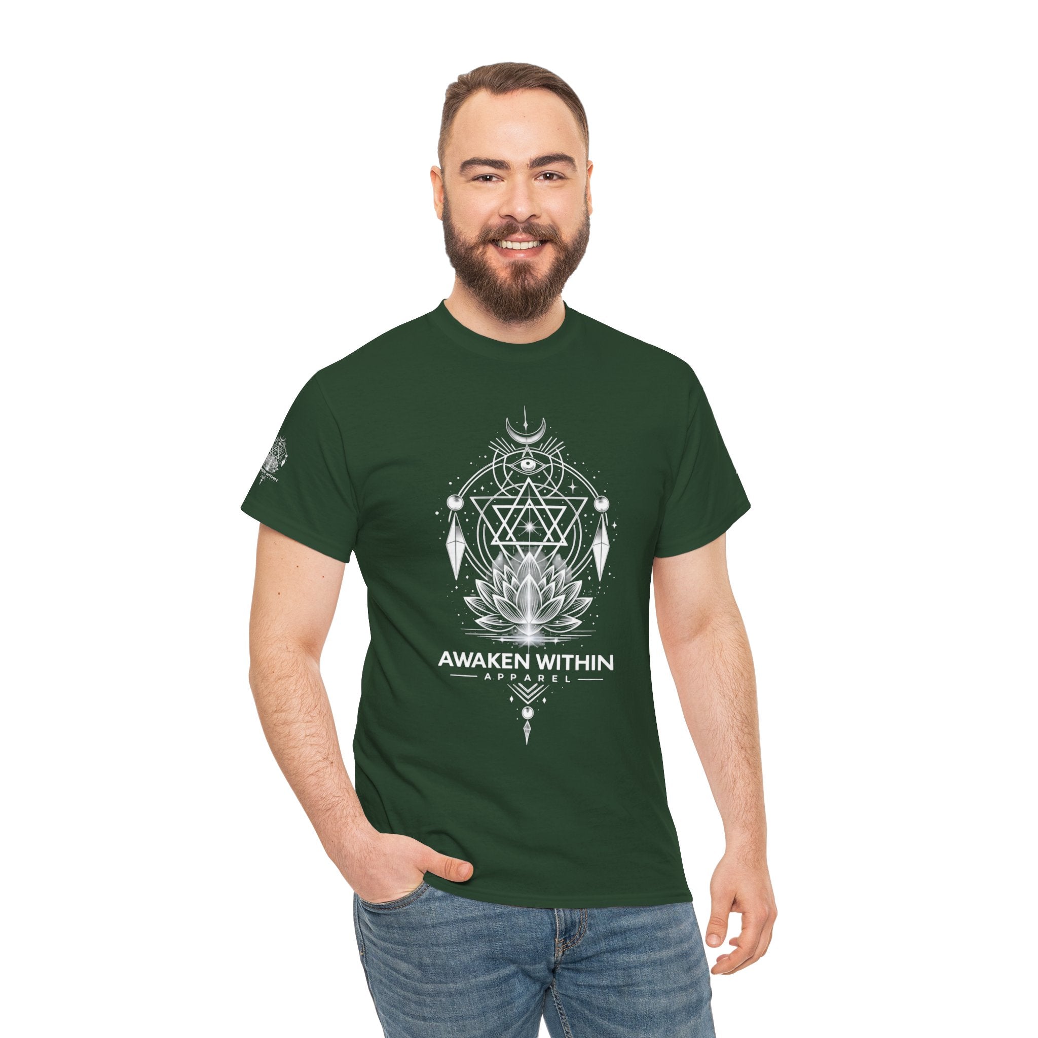 'Awaken Within' Spiritual Lotus Sacred Geometry T-Shirt
