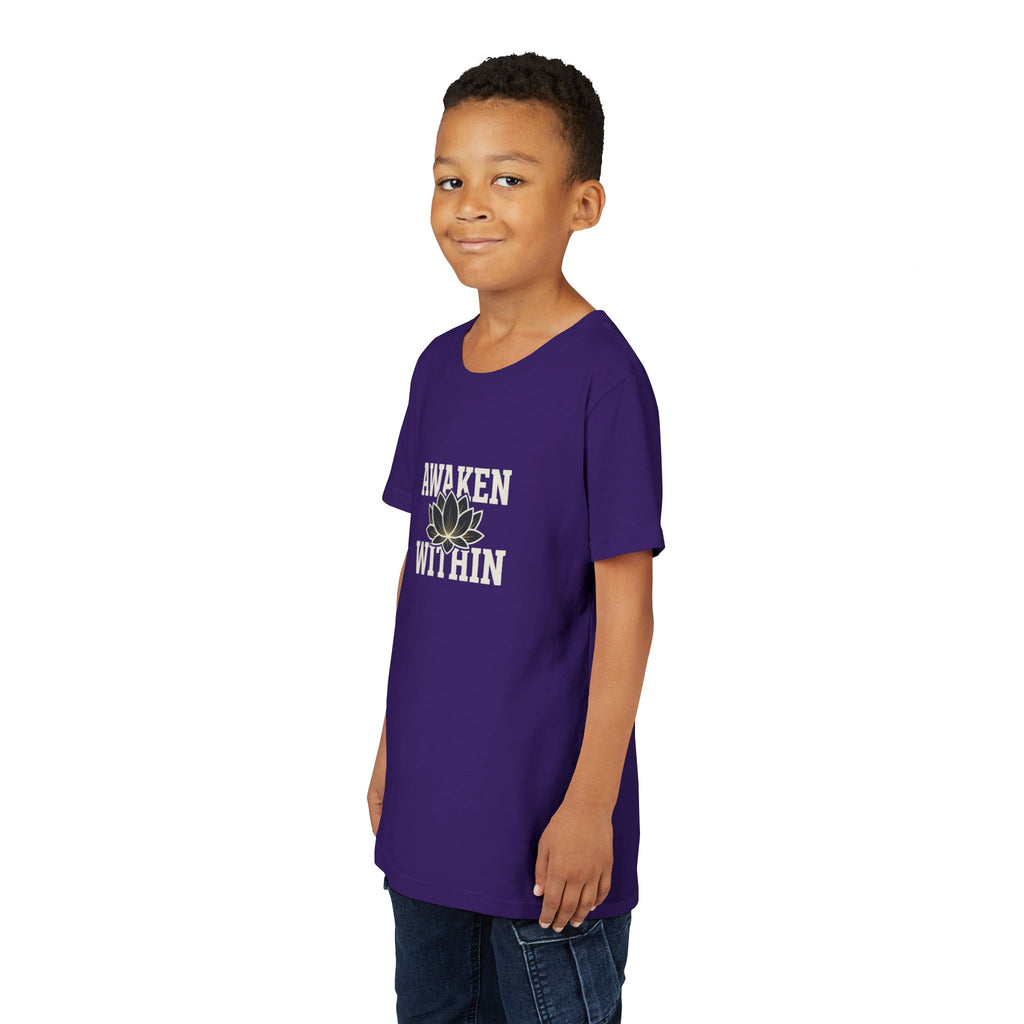 Youth Tee — "Awaken Within" Lotus Front & "It's a New Day" Back Inspirational Shirt