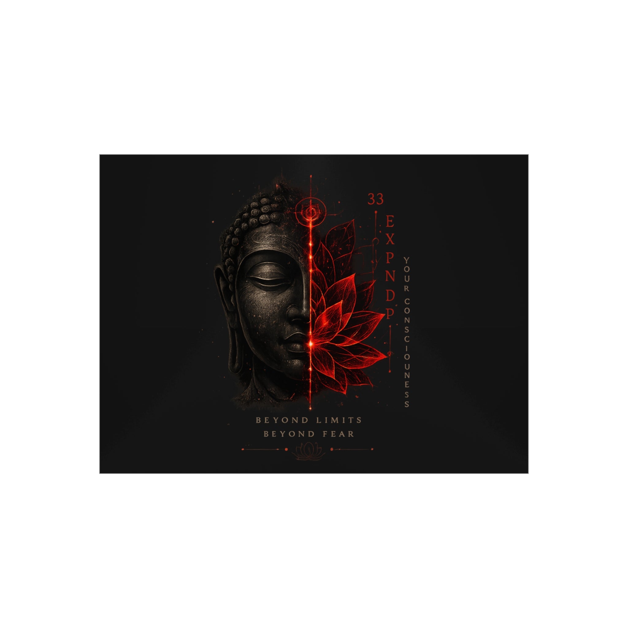 Foam Board - Red Lotus Buddha Wall Art | 'Beyond Limits Beyond Fear' Motivational Decor