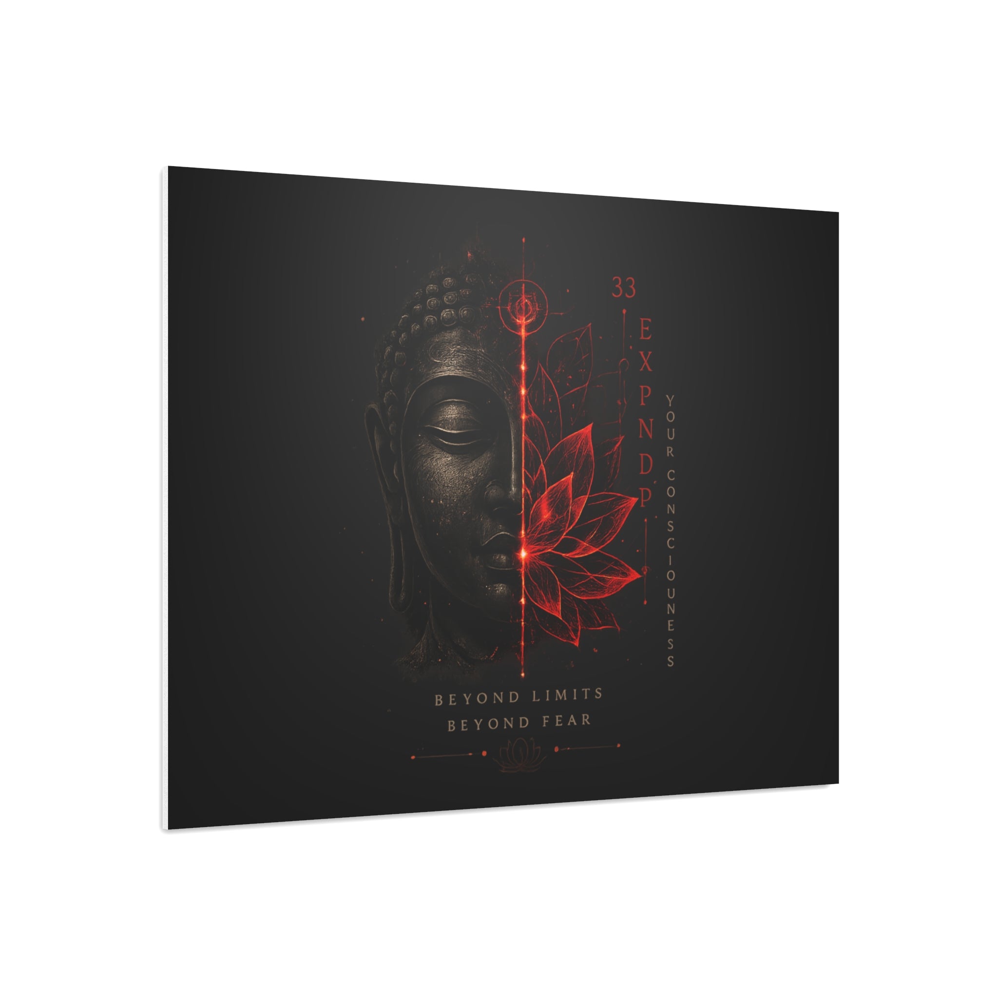 Foam Board - Red Lotus Buddha Wall Art | 'Beyond Limits Beyond Fear' Motivational Decor