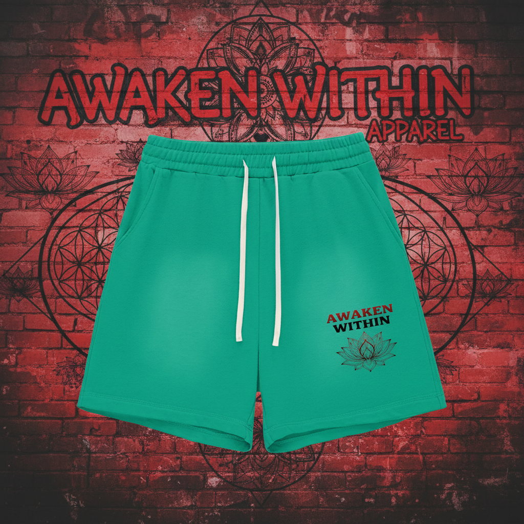 Awaken Within Apparel Lotus Flower- Sun Fade Raw Edge Cotton Shorts