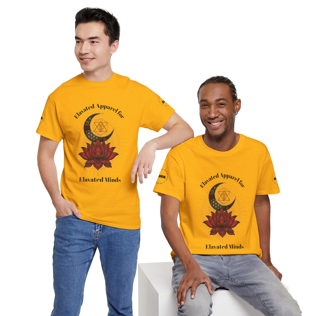 Lotus Moon Tee — "Elevated Minds" Spiritual Graphic T-Shirt - Awaken Within Apparel
