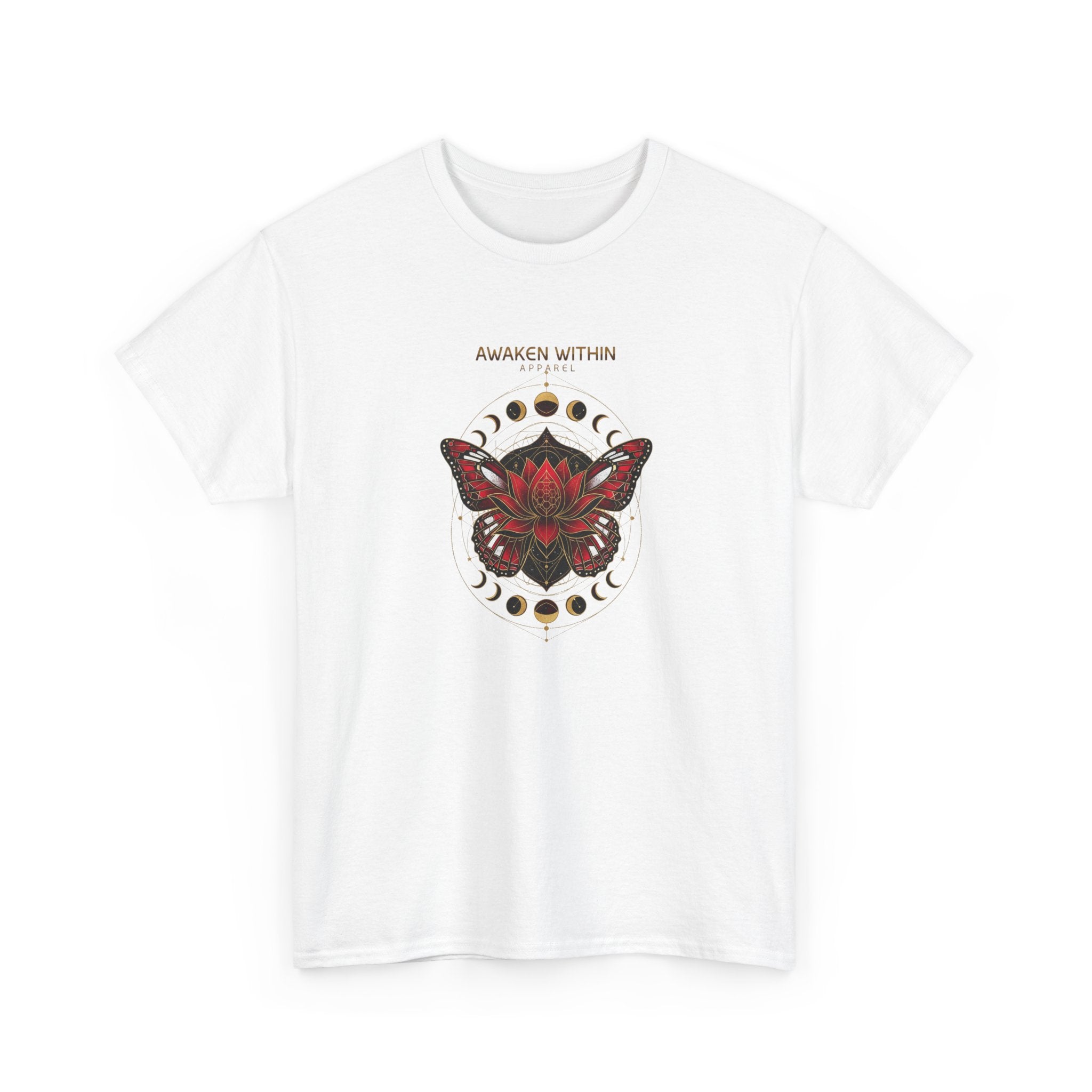 Awaken Within Tee — Red Lotus & Moth Spiritual Graphic T-Shirt
