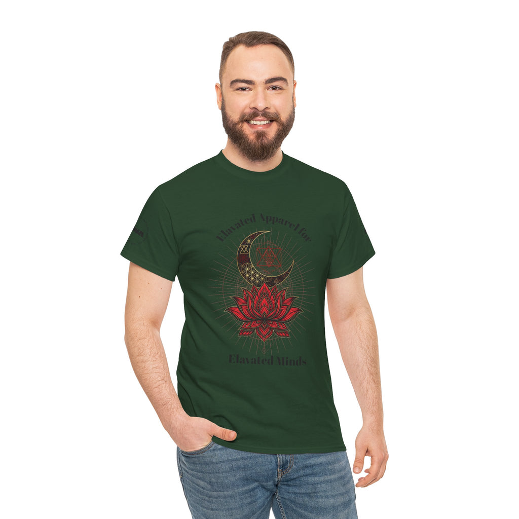 Lotus Moon Tee — "Elevated Minds" Spiritual Graphic T-Shirt - Awaken Within Apparel