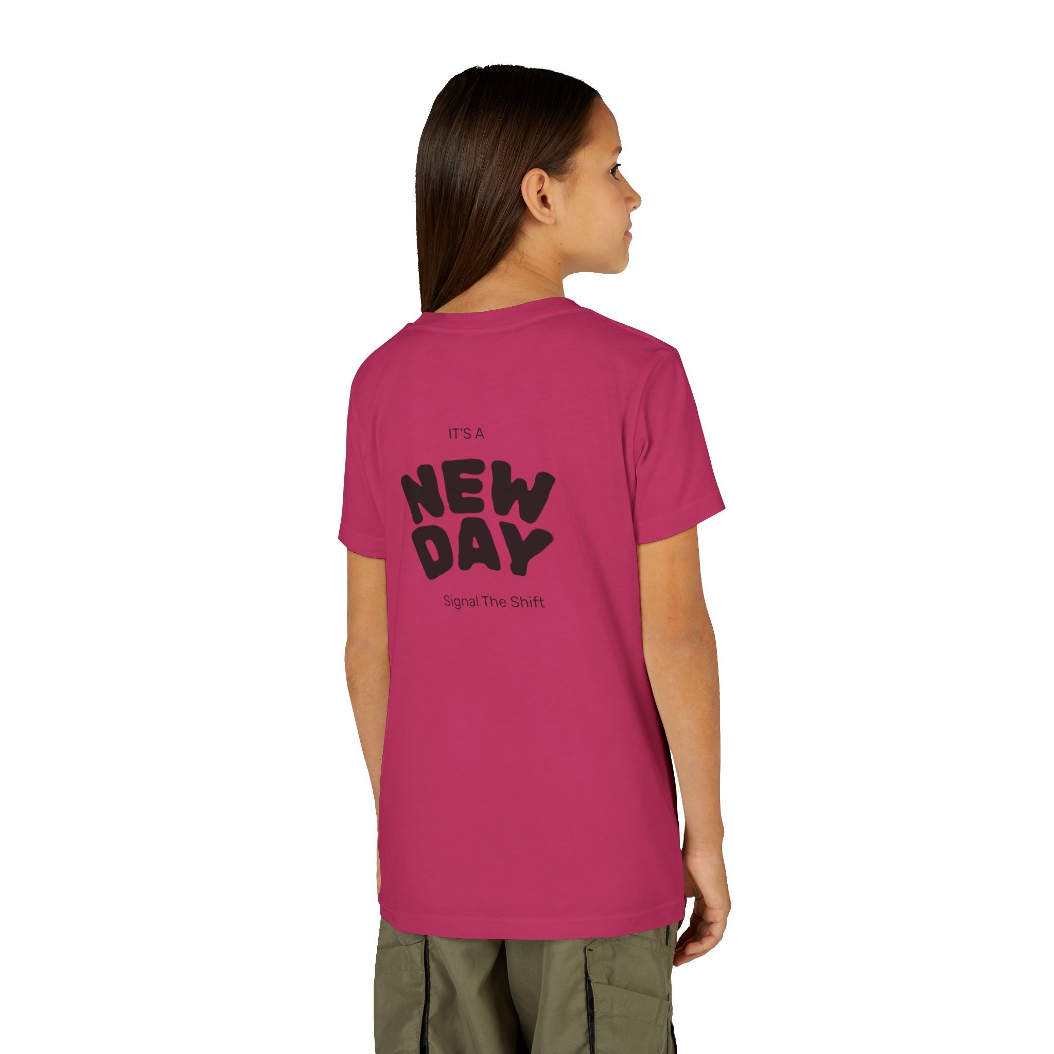 Youth Tee — "Awaken Within" Lotus Front & "It's a New Day" Back Inspirational Shirt