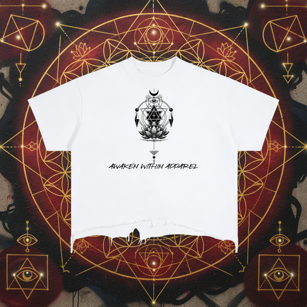 Awaken Within Sacred Geometry Set - Tee with sacred geometry background