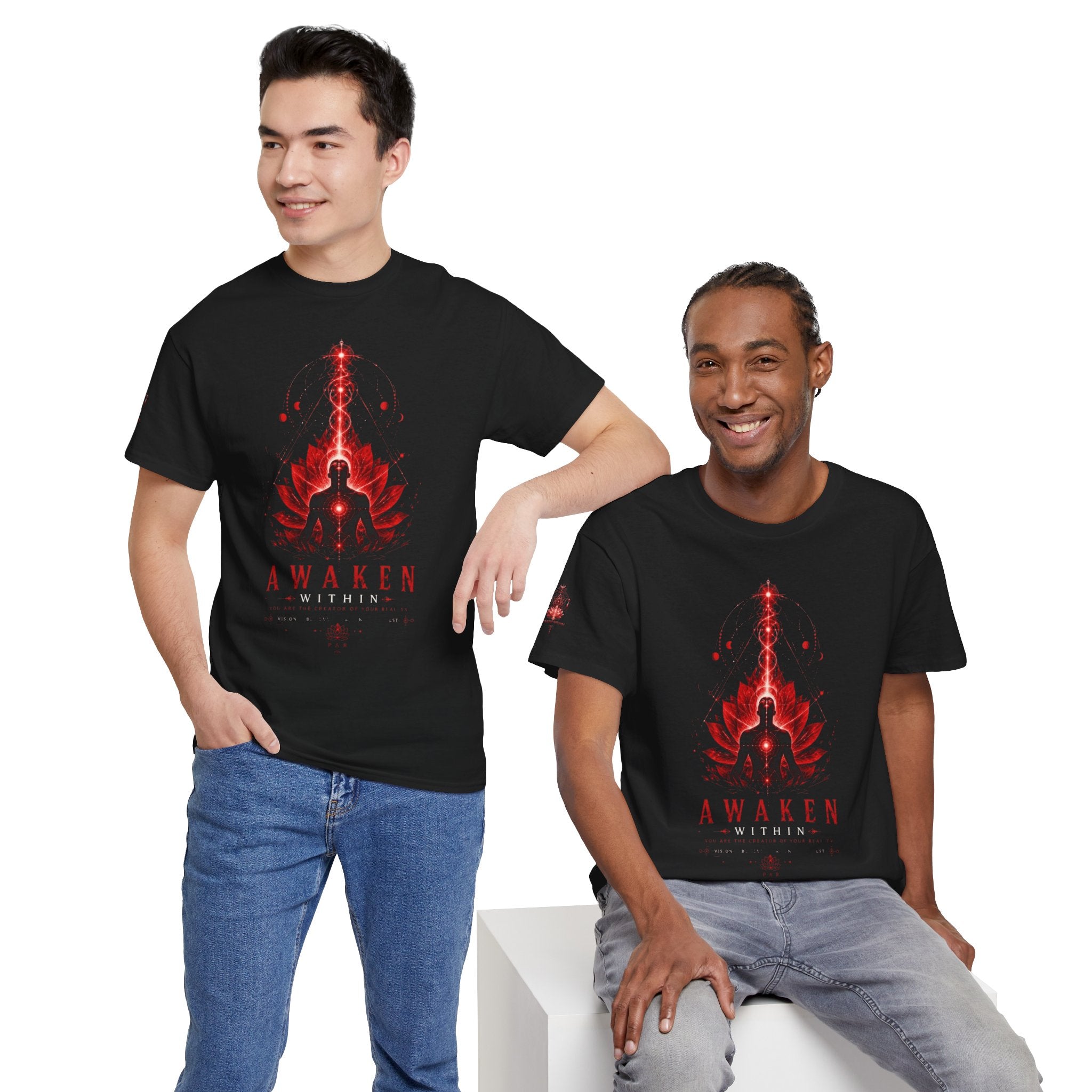 Awaken Meditation T-Shirt — Red Lotus Spiritual Tee - Awaken Within Apparel
