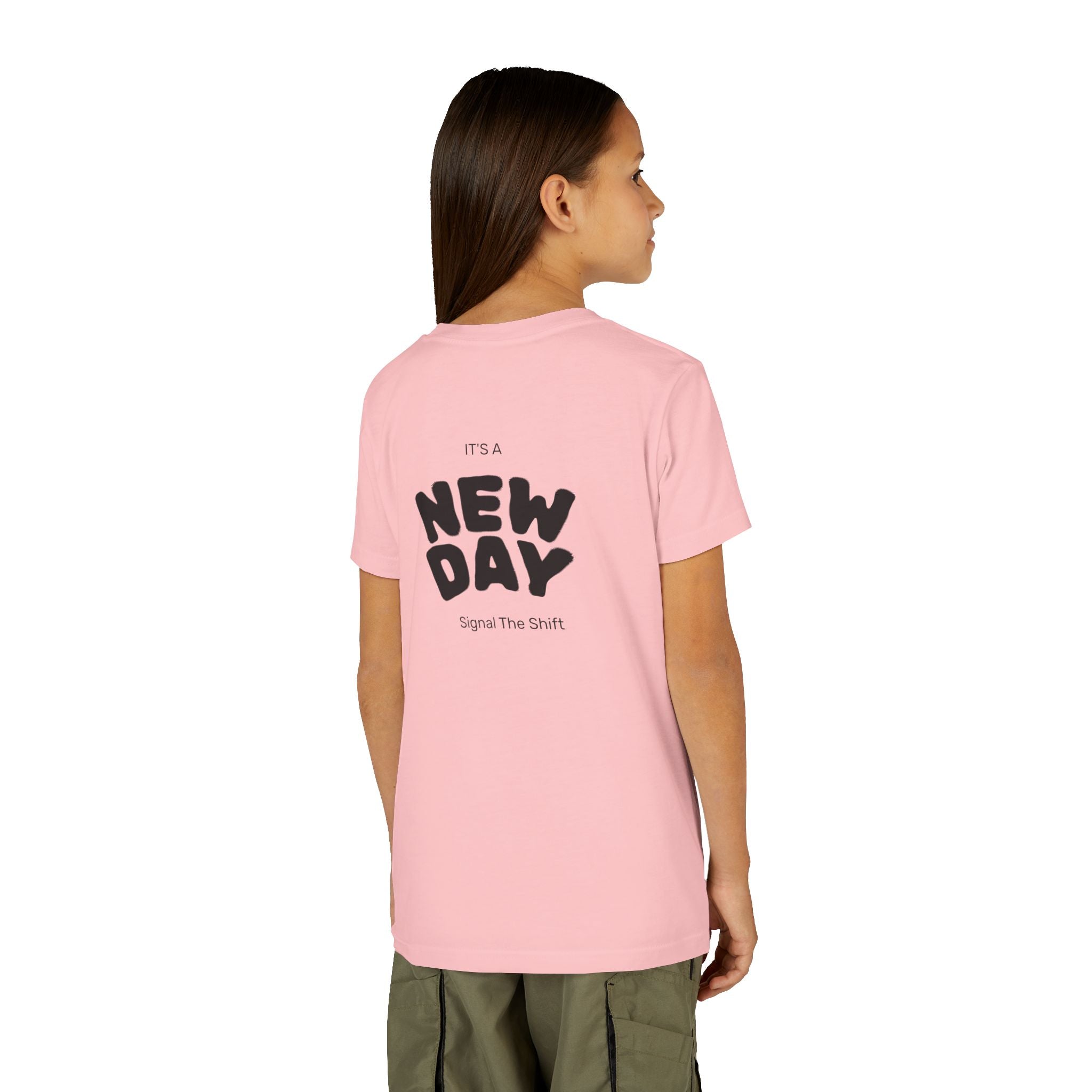 Youth Tee — "Awaken Within" Lotus Front & "It's a New Day" Back Inspirational Shirt