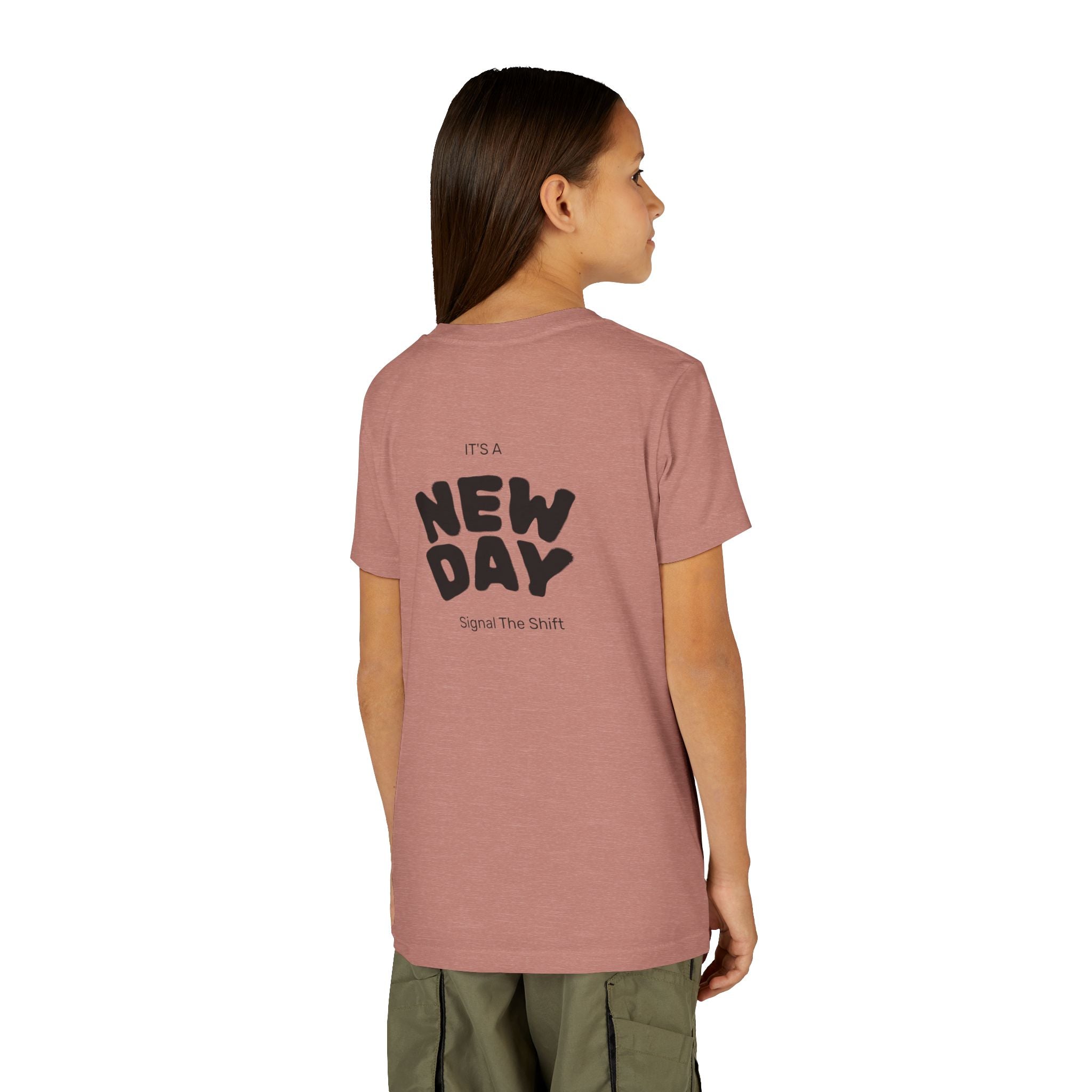 Youth Tee — "Awaken Within" Lotus Front & "It's a New Day" Back Inspirational Shirt