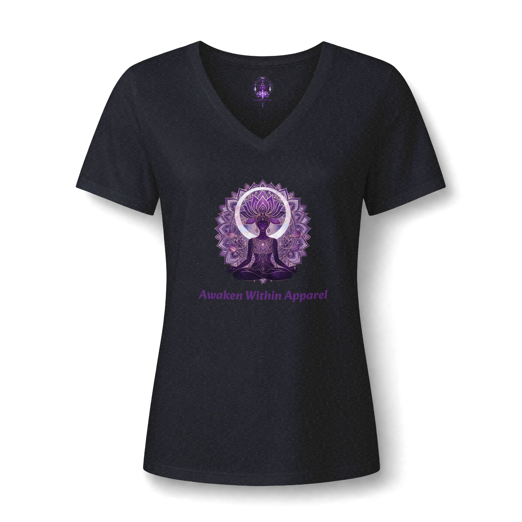 Meditation Mandala V-Neck Tee — "Awaken Within" Women's Spiritual Yoga Shirt