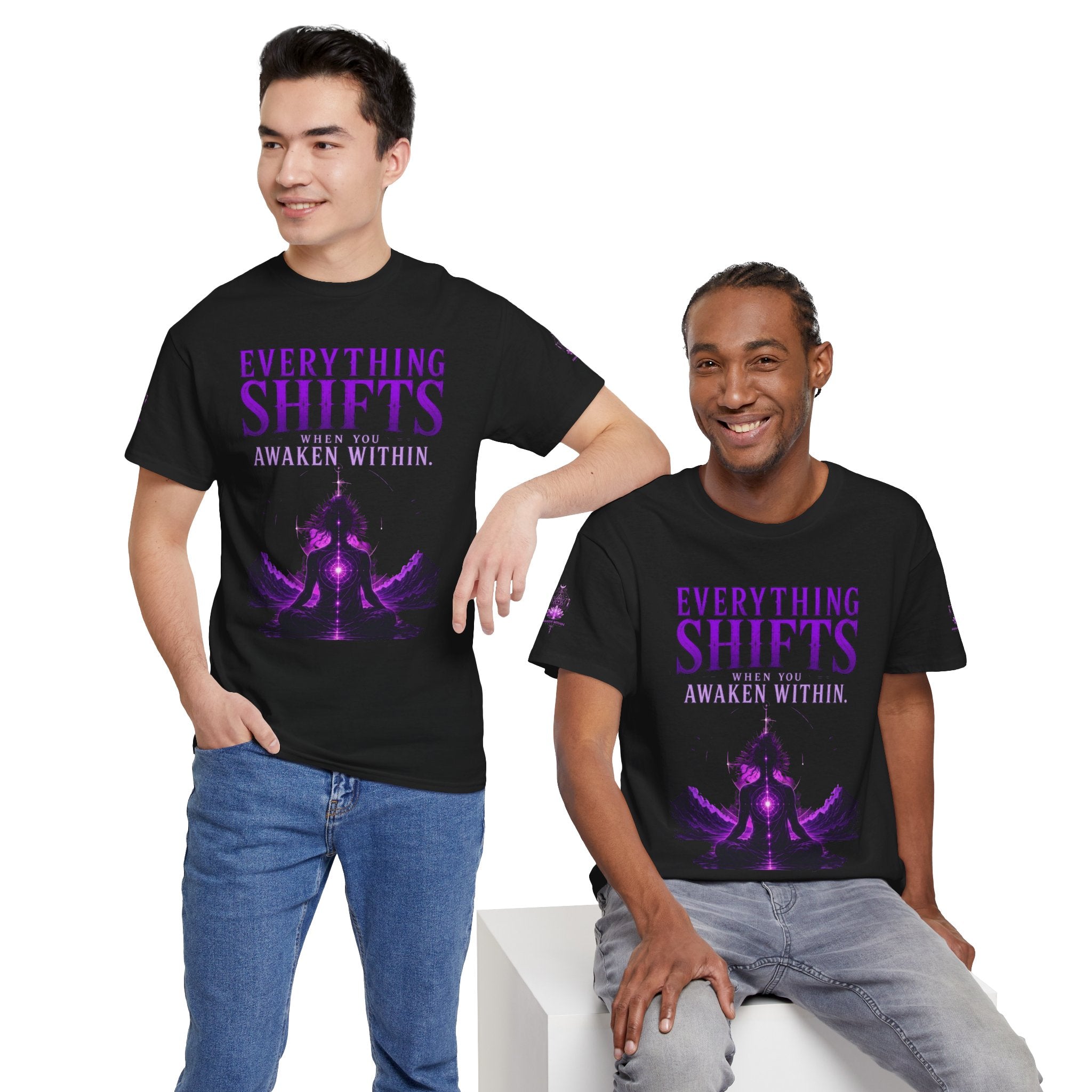 Spiritual Meditation T-Shirt — "Everything Shifts When You Awaken Within" Yoga Tee - Awaken Within Apparel